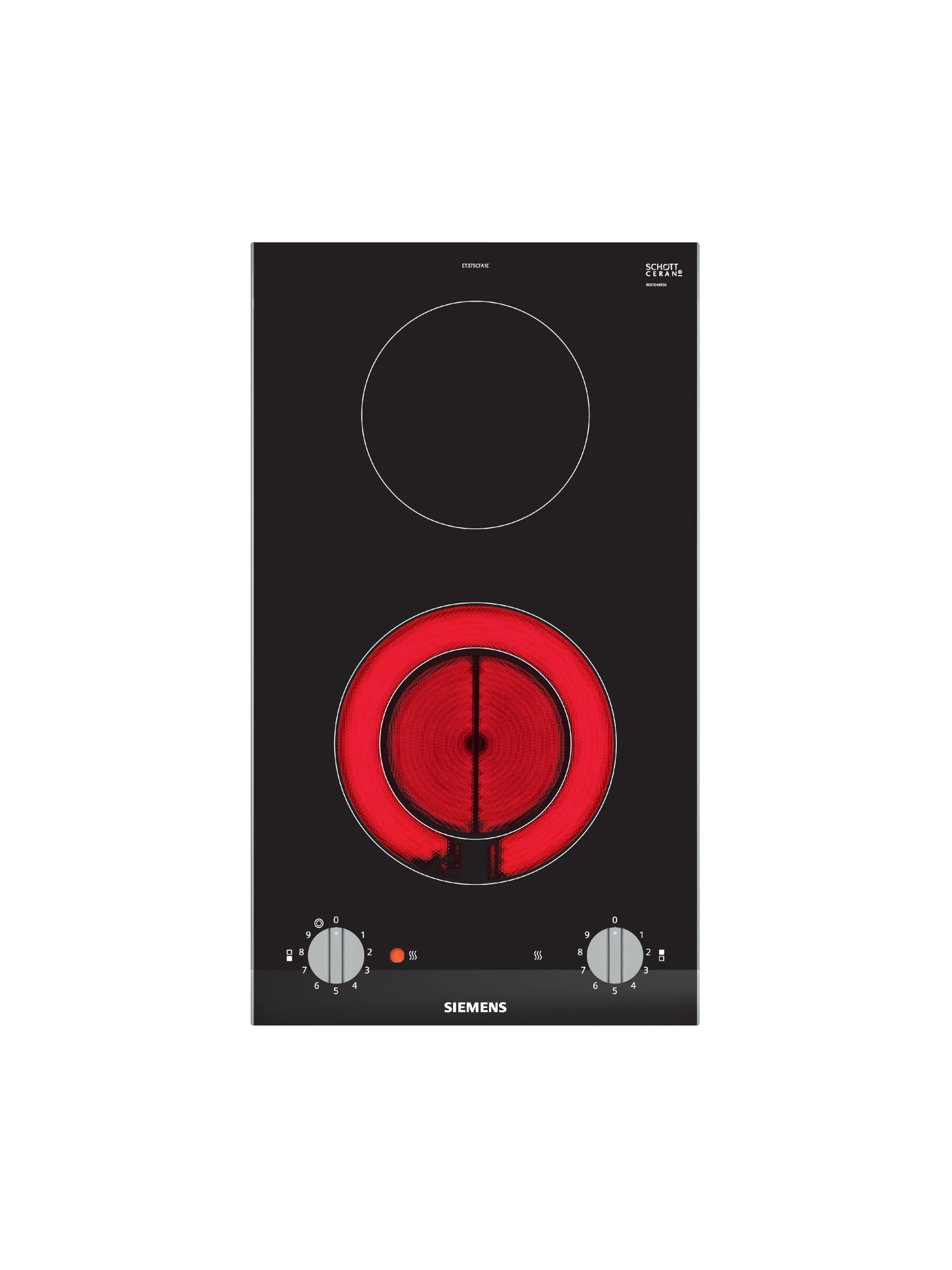 اجاق گاز رومیزی زیمنس ET375CFA1E iQ300، دارای ۲ المنت حرارتی، ۳۰.۲ سانتی‌متر، سرامیک شیشه‌ای