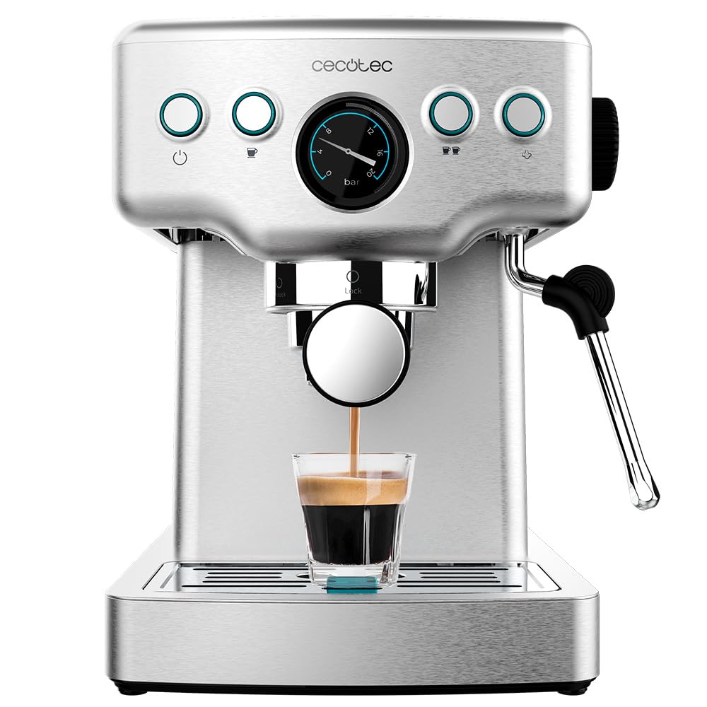 اسپرسو ساز سکوتک اسپانیا Cecotec مدل Barista Power Espresso 20 Barista Mini، قدرت ۱۴۶۵ وات، ۲۰ بار، فشارسنج و ترموبلاک، خروجی بخار چرخان و بازوی دو دهانه، ظرفیت ۱.۸ لیتر