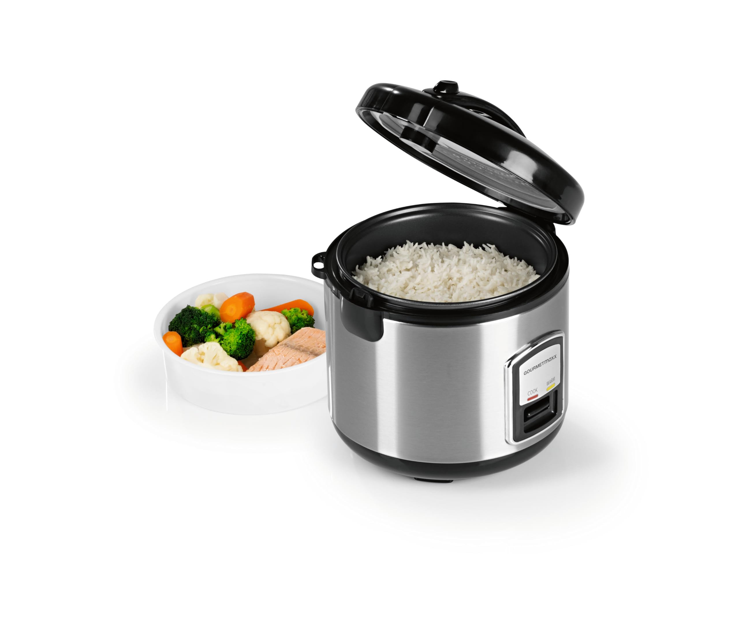 پلوپز بخارپز گورمت‌ مکس آلمان  GOURMETmaxx ظرف بخارپز قابلمه قاشق برنج و پیمانه عملکرد گرم نگه داشتن