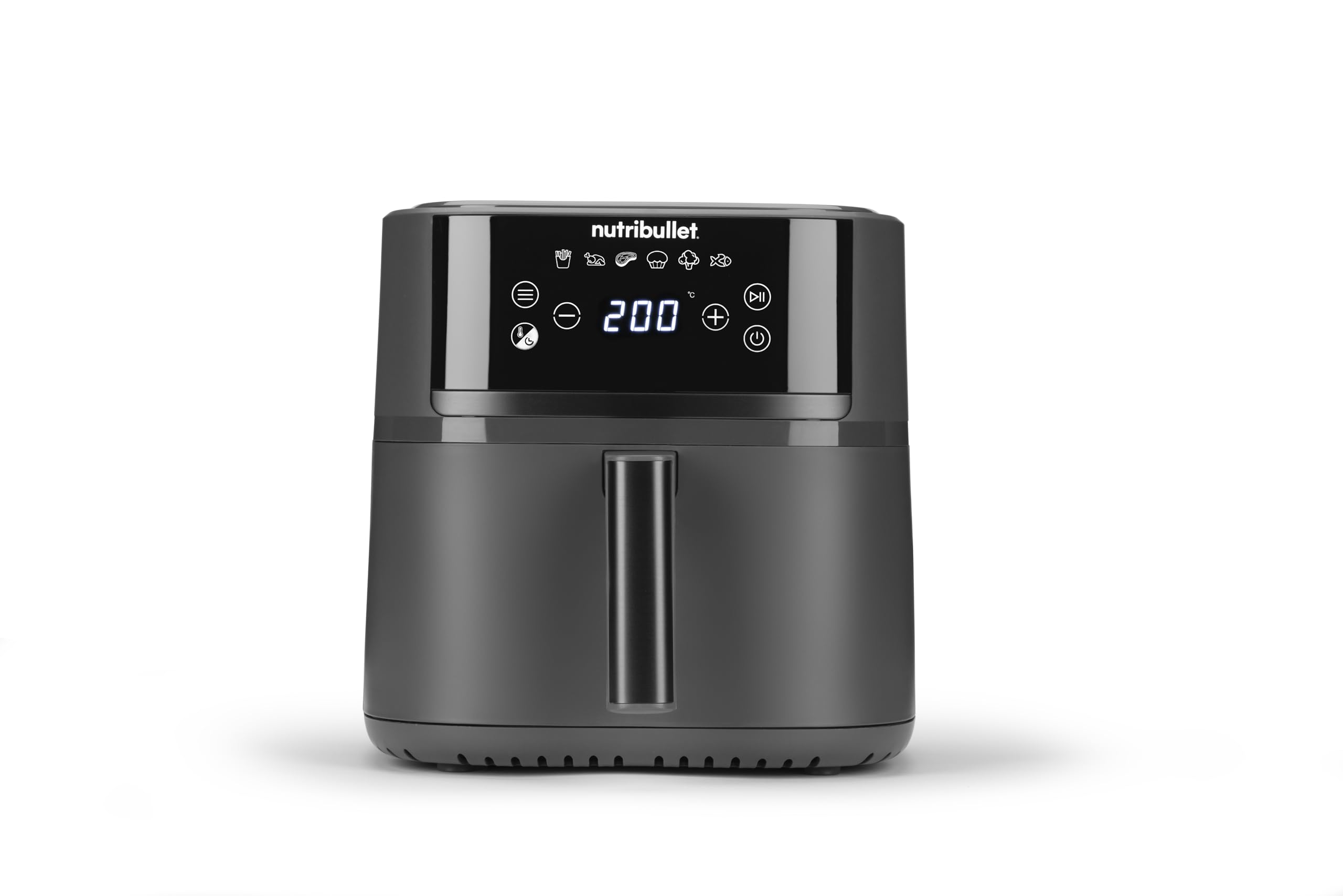 سرخ کن هوای گرم نوتری‌ بولت آمریکا Nutribullet مدل Crisplite NBA0611DG، سرخ کن هوای گرم با ظرفیت 6 لیتر، کنترل دمای 80-200 درجه، بدون PFAS، 6 برنامه از پیش تنظیم شده، کنترل لمسی، قابل شستشو در ماشین ظرفشویی، 1700 وات، مشکی مات، 6 لیتر بدون PFAS