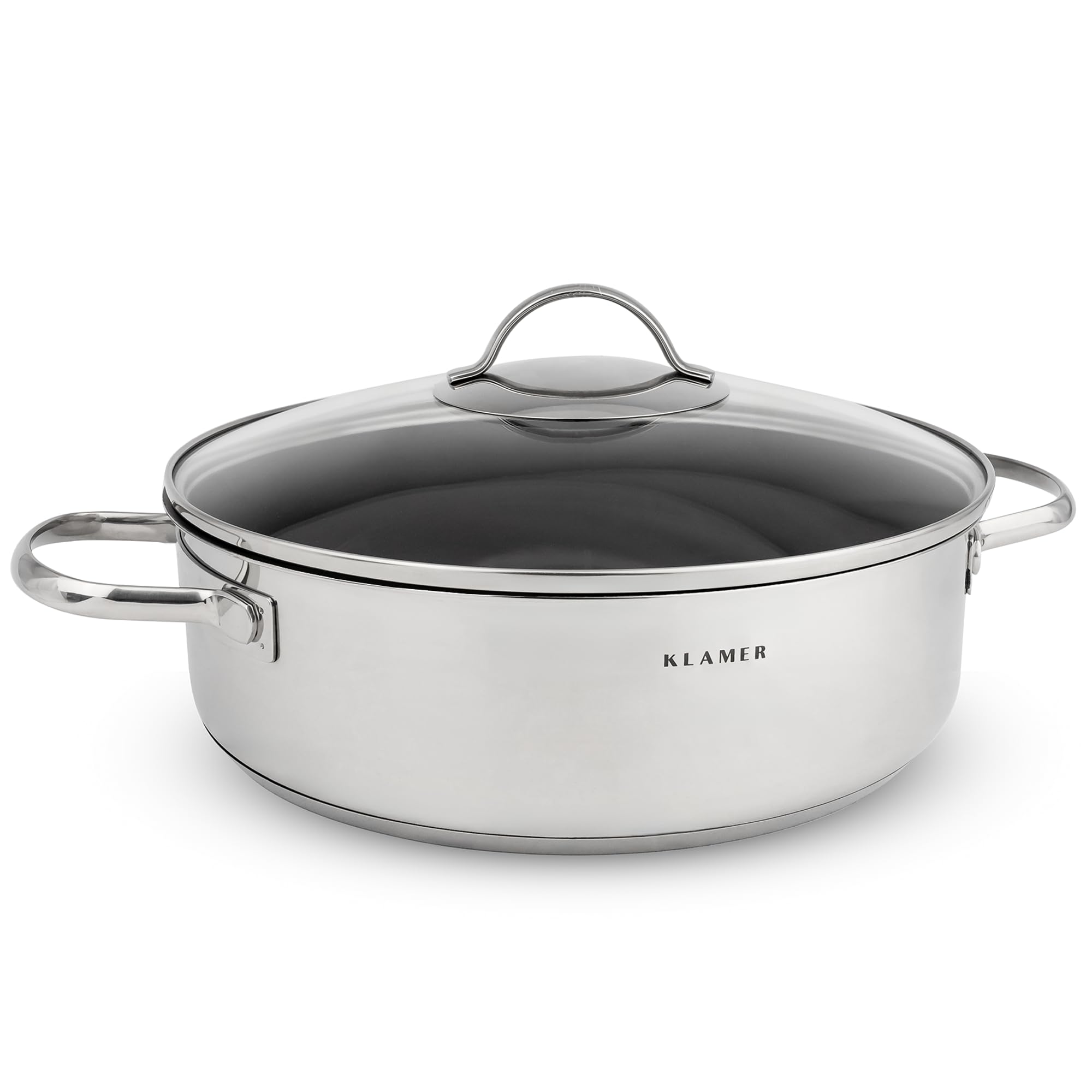 ماهیتابه سرو کلامر آلمان، ماهیتابه با درب 28 سانتی‌متری القایی، ماهیتابه استیل ضد زنگ قابل استفاده در فر، لبه بلند تابه، روکش درجه یک