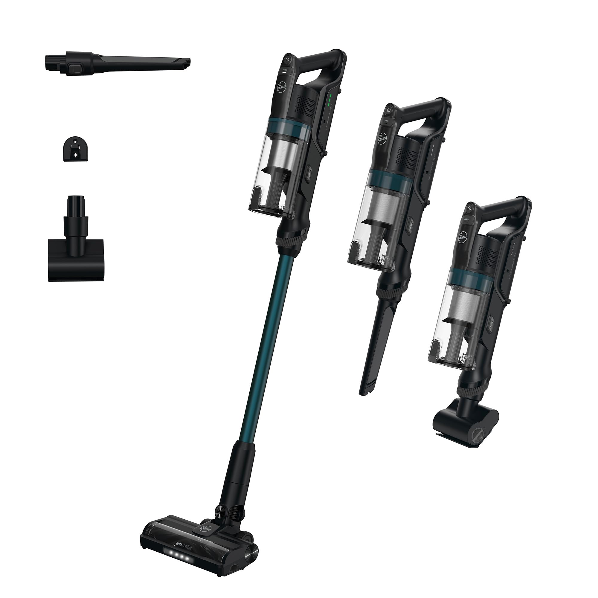 جارو شارژی هوور آمریکا HF1 Plus با حالت توربو، نازل کف جهانی با فناوری ضد پیچش، زمان اجرا 45 دقیقه، عملکرد پارکینگ، چراغ های LED، نازل مینی توربو برای موهای حیوانات خانگی [HF1P10P]