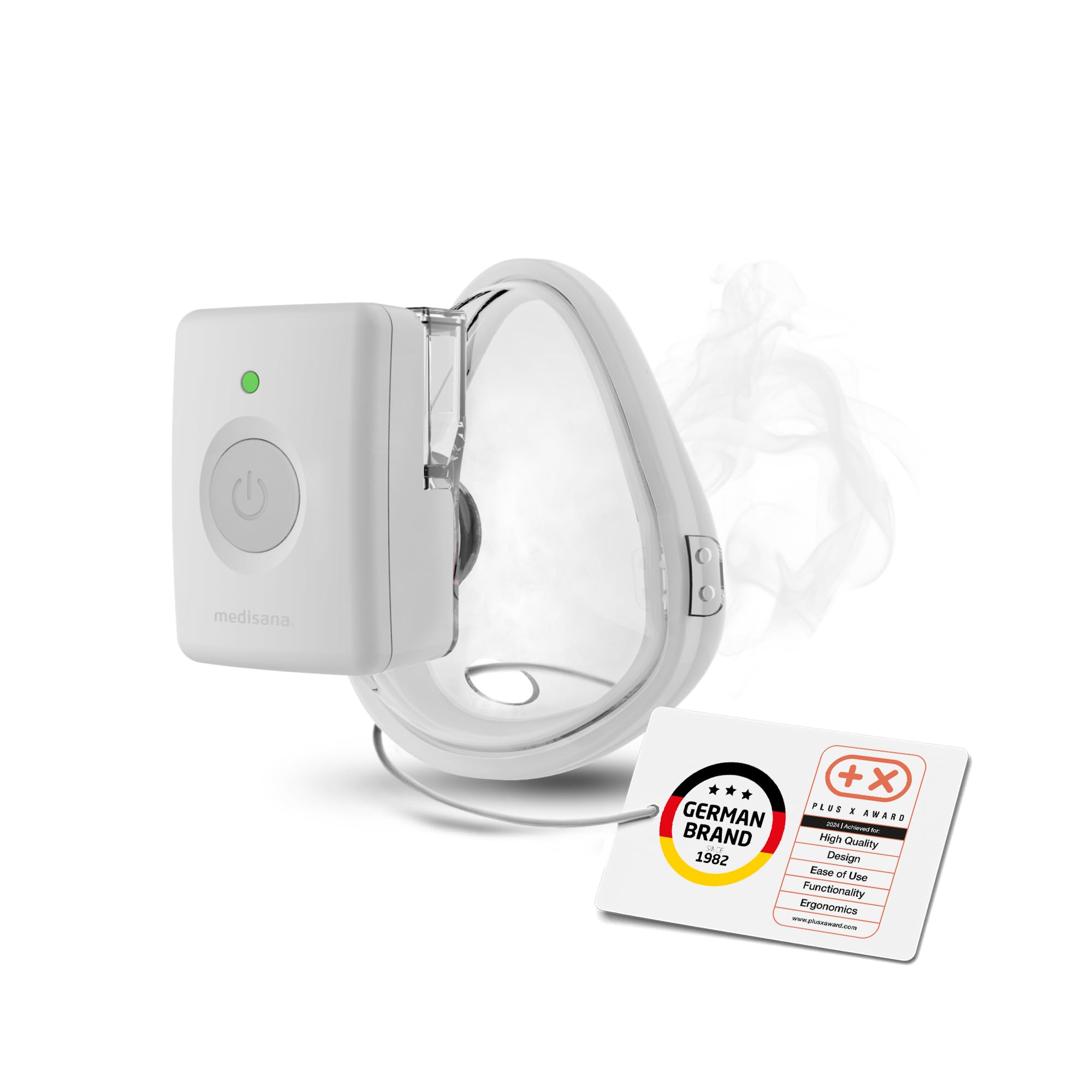 دستگاه استنشاقی Medisana IN 700 با باتری، قابل حمل و بی‌سیم برای استنشاق بدون دخالت دست، دستگاه استنشاقی نبولایزر با فناوری مش، دستگاه استنشاقی با دهانگیر و ماسک برای سرماخوردگی و آسم