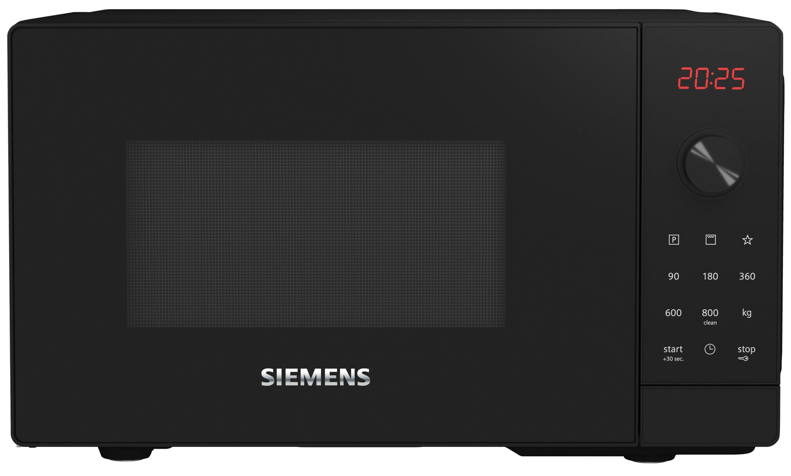 مایکروویو زیمنس FE023LMB2 iQ300، ۴۴ در ۲۶ سانتی‌متر، ۸۰۰ وات، سینی گردان ۲۷ سانتی‌متری، درب لولایی چپ‌گرد، برنامه‌های اتوماتیک cookControl8، عملکرد گریل، مشکی، ۲۰ لیتر، cookControl8 مشکی