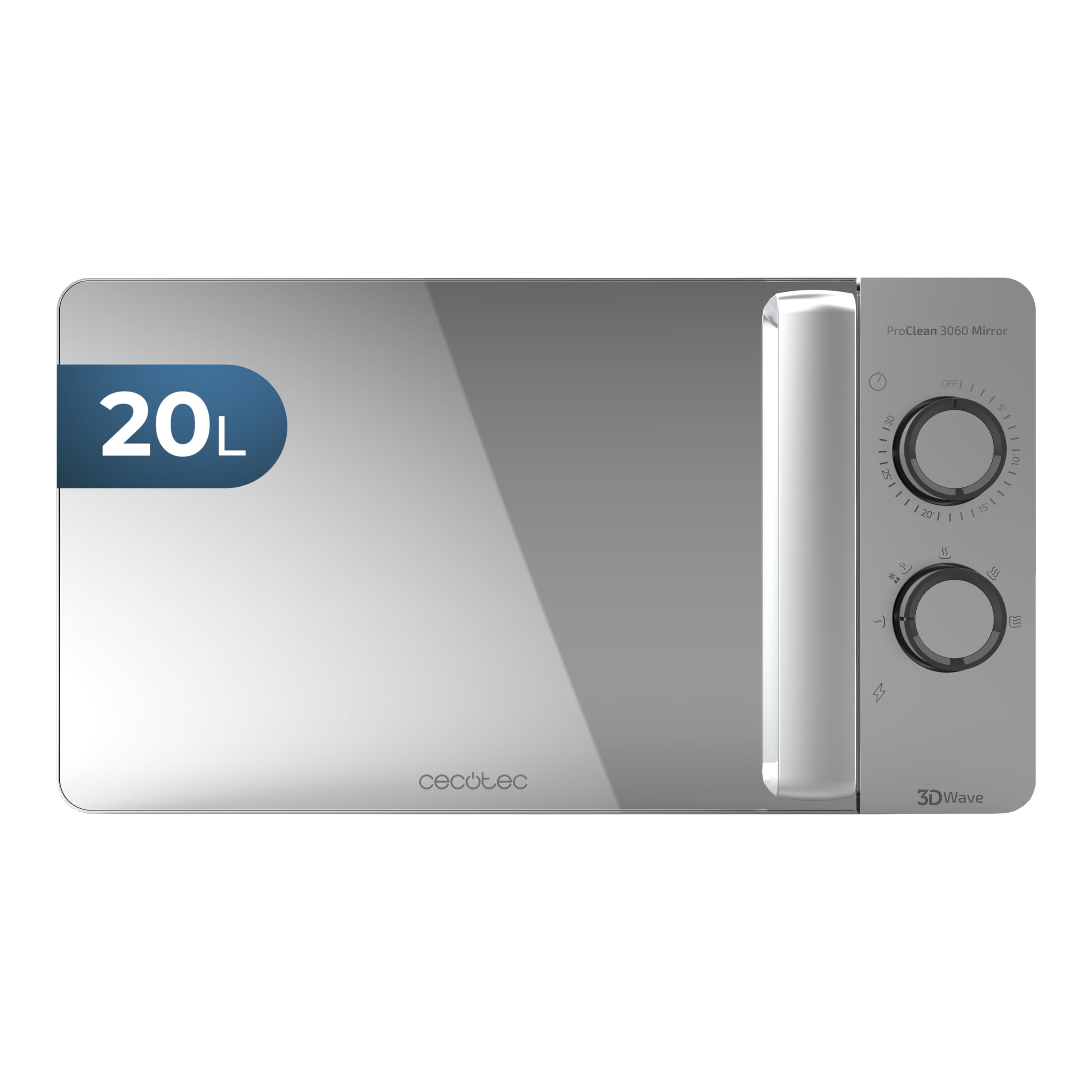 Cecotec Microwave ProClean 3060، ظرفیت 20 لیتر، پوشش Ready2Clean، قدرت 700 وات، 6 سطح عملکرد، تایمر 30 دقیقه ای، فناوری امواج سه بعدی، رنگ: نقره ای