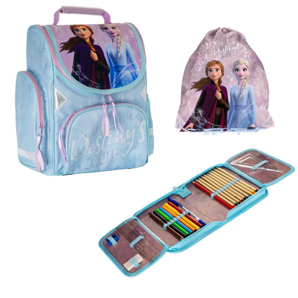 کیف مدرسه، ست ۳ تکه. - به همراه کیف ورزشی و جامدادی پر (یخ‌زده)