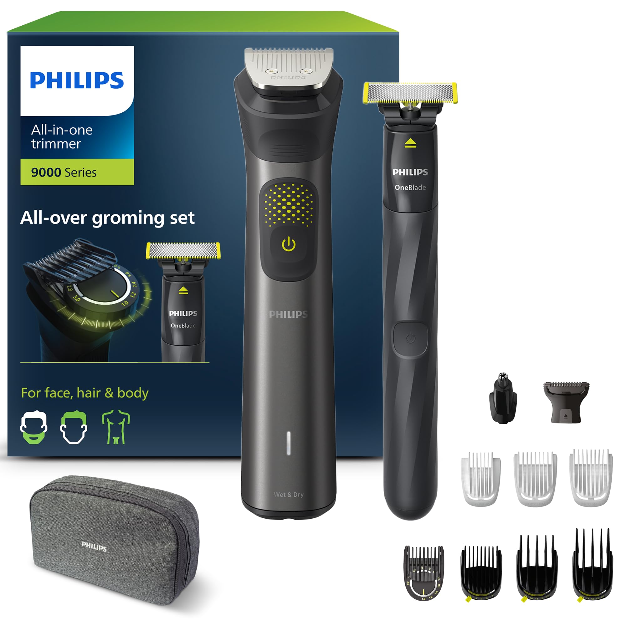 ماشین اصلاح ریش تراش فیلیپس هلند Philips MG9530/15 برای صورت، سر و بدن، 27 حالت مختلف برای طول اصلاح