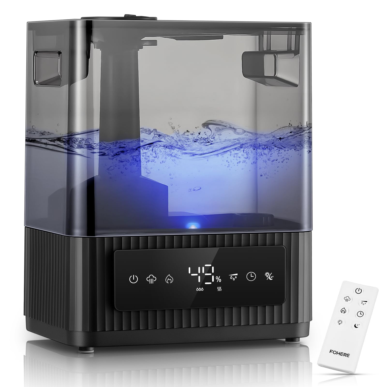 رطوبت ساز FOHERE برای اتاق خواب، رطوبت ساز بی صدا 6 لیتری با مه گرم و خنک، 60 ساعت کارکرد، پخش کننده روغن، حالت خواب، تایمر 12 ساعته، چراغ برای خانه، اتاق کودک، گیاهان، نوزاد