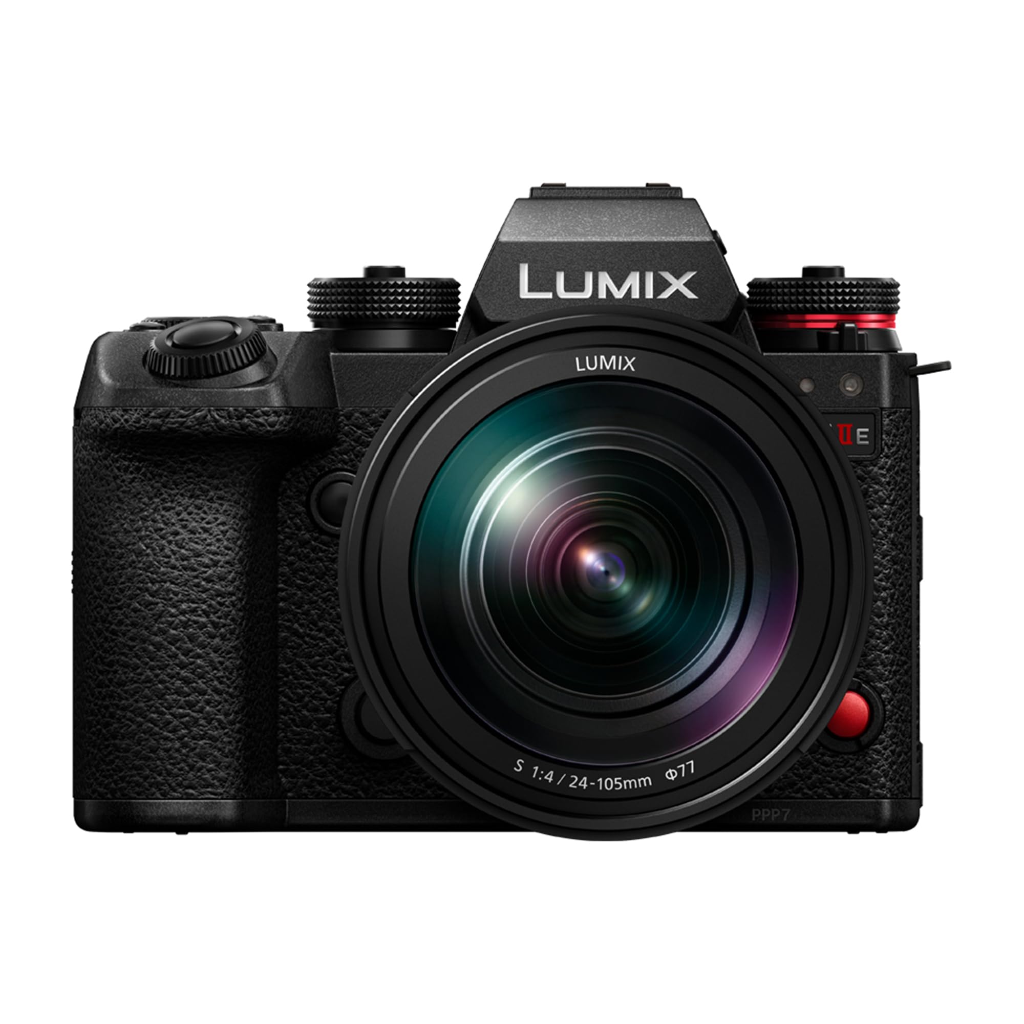 دوربین فول فریم پاناسونیک LUMIX S1IIE، ۲۴ مگاپیکسل، CS4K فول رنج ۶۰ فریم بر ثانیه، فیلمبرداری ۶K 30 فریم بر ثانیه در حالت باز، لرزشگیر اپتیکال فعال، ضبط ۱۰ بیتی ۴:۲:۲، مانت L، DC-S1M2ESME، لنز ۲۴-۱۰۵ میلی‌متری F4 به همراه لنز LUMIX 24-105 میلی‌متری
