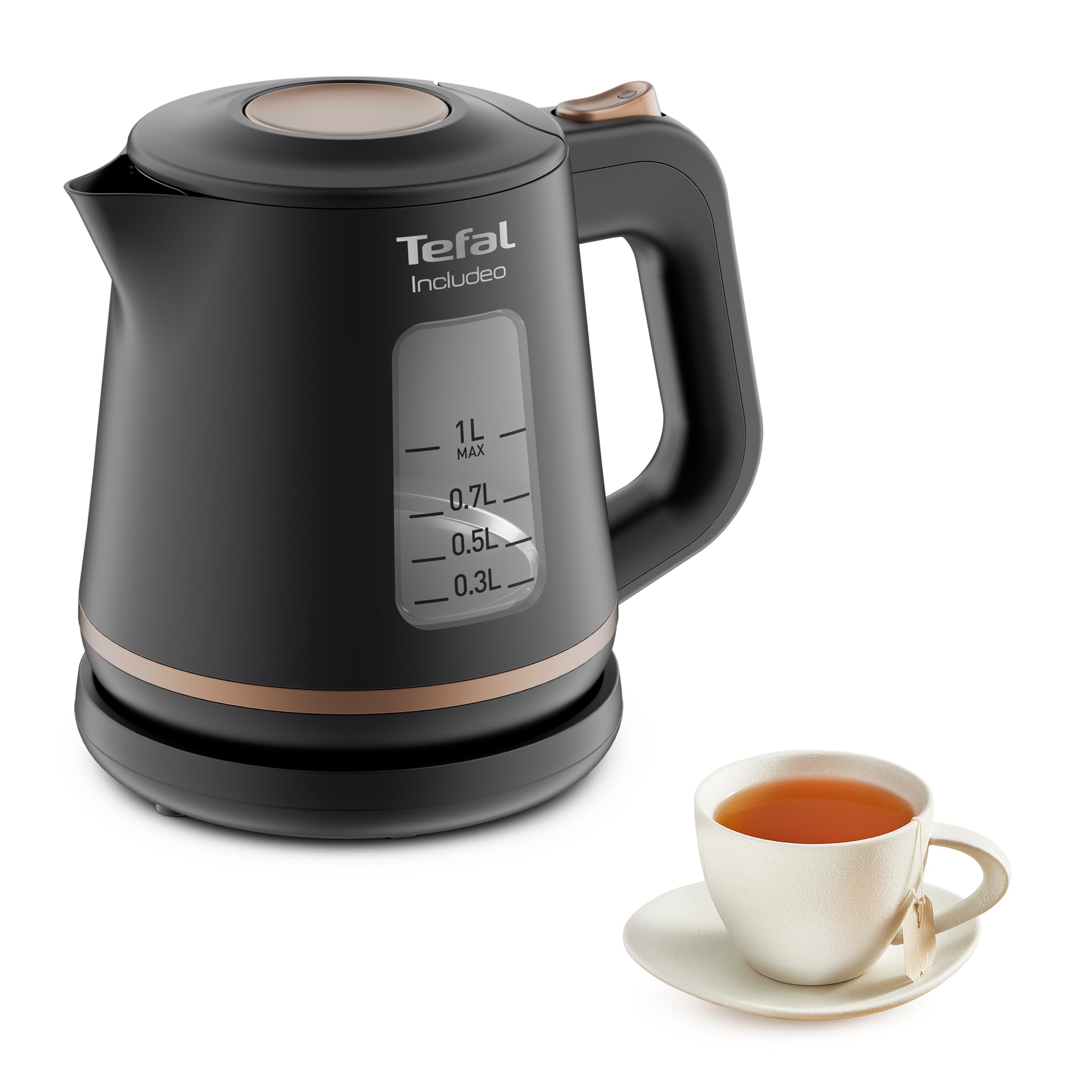 کتری برقی تفال فرانسه Tefal KI5338 | ظرفیت 1 لیتر | دسته ضد لغزش | نشانگر سطح آب آسان | پایه چرخشی 360 درجه | فیلتر قابل جابجایی | 2400 وات