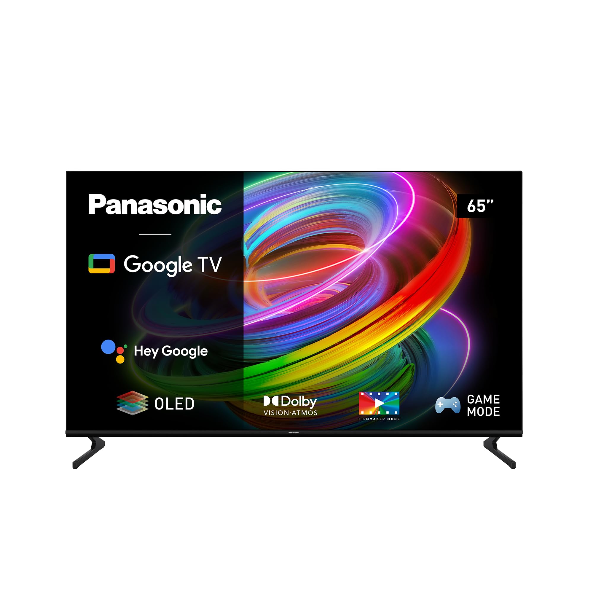 تلویزیون هوشمند ۶۵ اینچی پاناسونیک TX-65MZ700E با کیفیت ۴K Ultra HD و فناوری OLED (مدل ۲۰۲۳)، فناوری HDR، دالبی اتموس و دالبی ویژن، اندروید تی‌وی، دستیار گوگل، کروم‌کست، دو پایه، کنترل از راه دور، مشکی