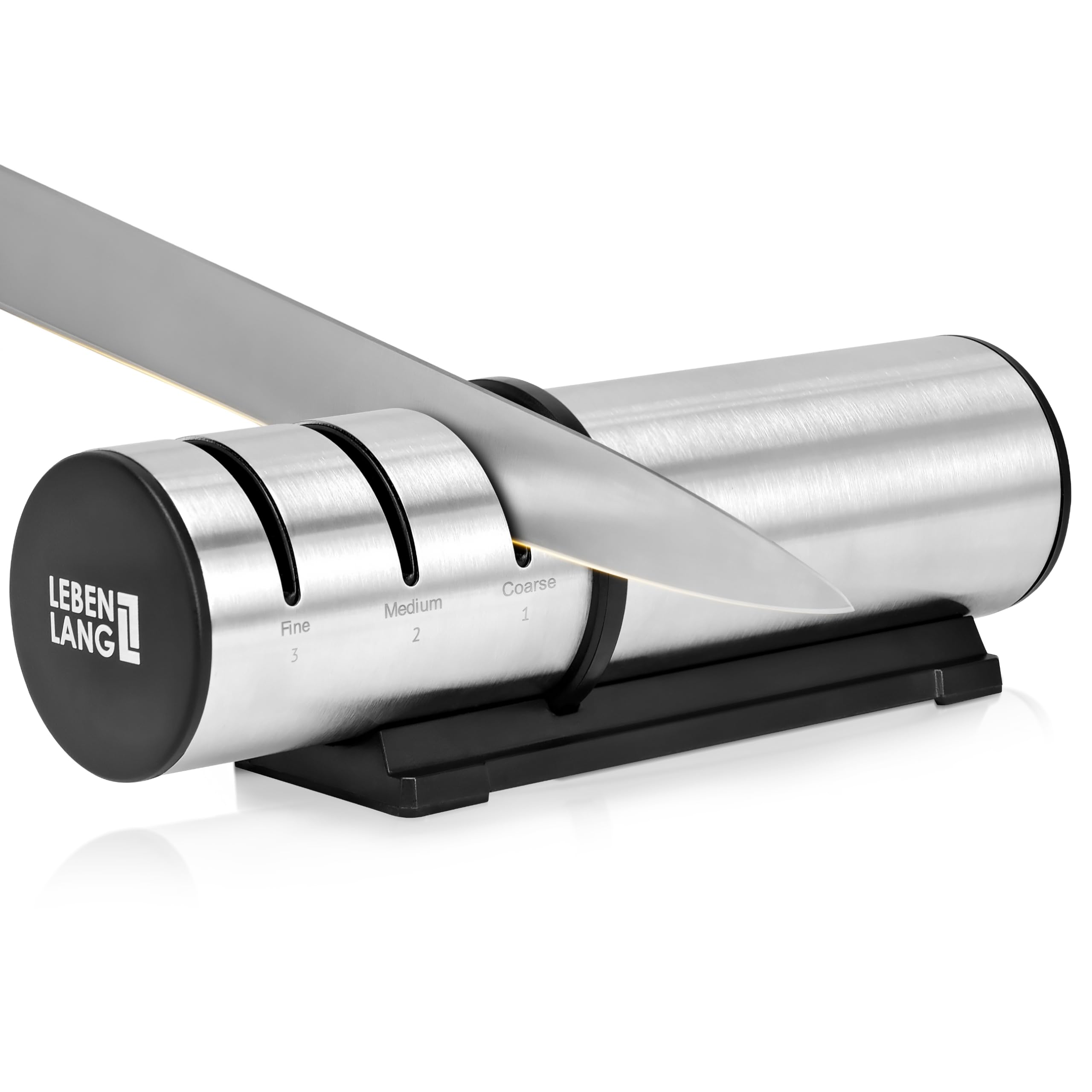 چاقو تیزکن 3 مرحله ای لبن لانگ آلمان - فشرده برای آسیاب درشت و ریز | تیغه سنگ زنی الماس و سرامیک | چاقو تیز کن، چاقو تیز کن حرفه ای برای چاقوهای ضخیم و نازک