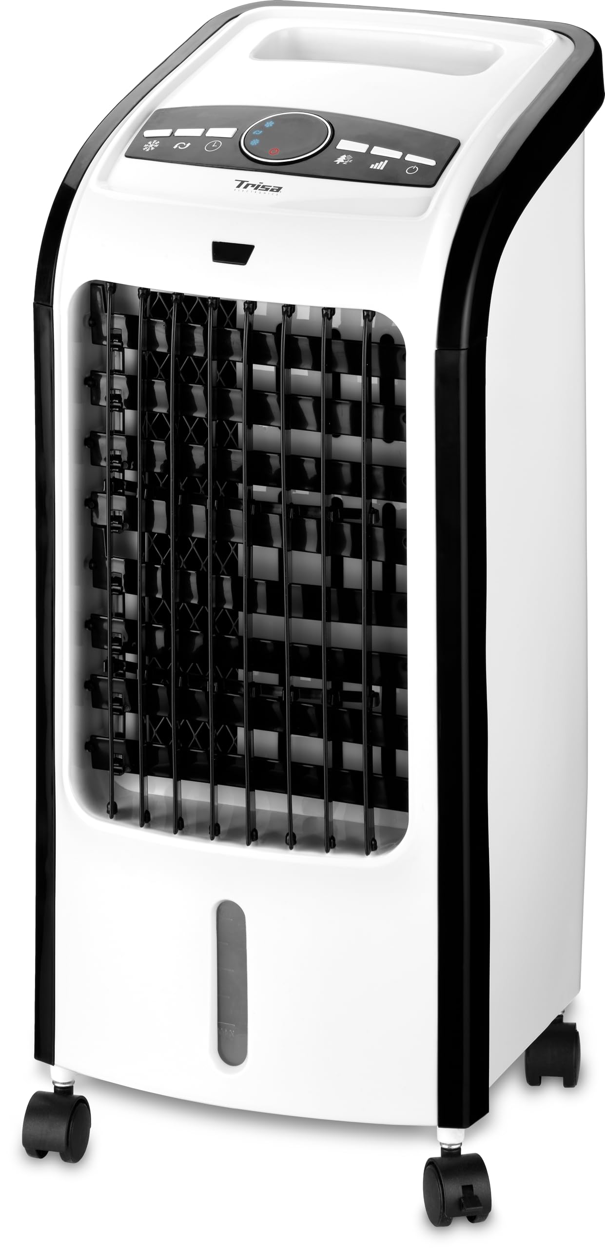 پنکه ایستاده تریزا سوئیس با خنک کننده آبی - مخزن ۴ لیتری تا ۶ ساعت، چرخش ۱۲۰ درجه، ۳ سرعت هوا، کنترل از راه دور، حالت هوای طبیعی و حالت خواب، تایمر ۰.۵-۷.۵ ساعت، فیلتر قابل تعویض