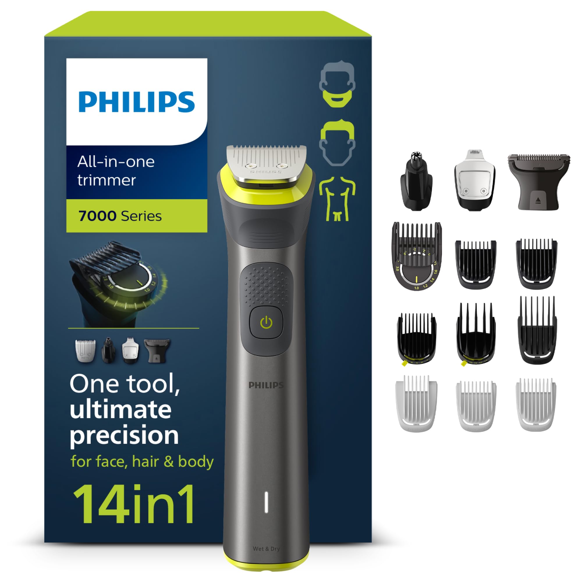ماشین اصلاح چندکاره فیلیپس هلند  Philips MG7930/15 اصلاح ریش و موی سر 14 کاره برای صورت، سر و بدن
