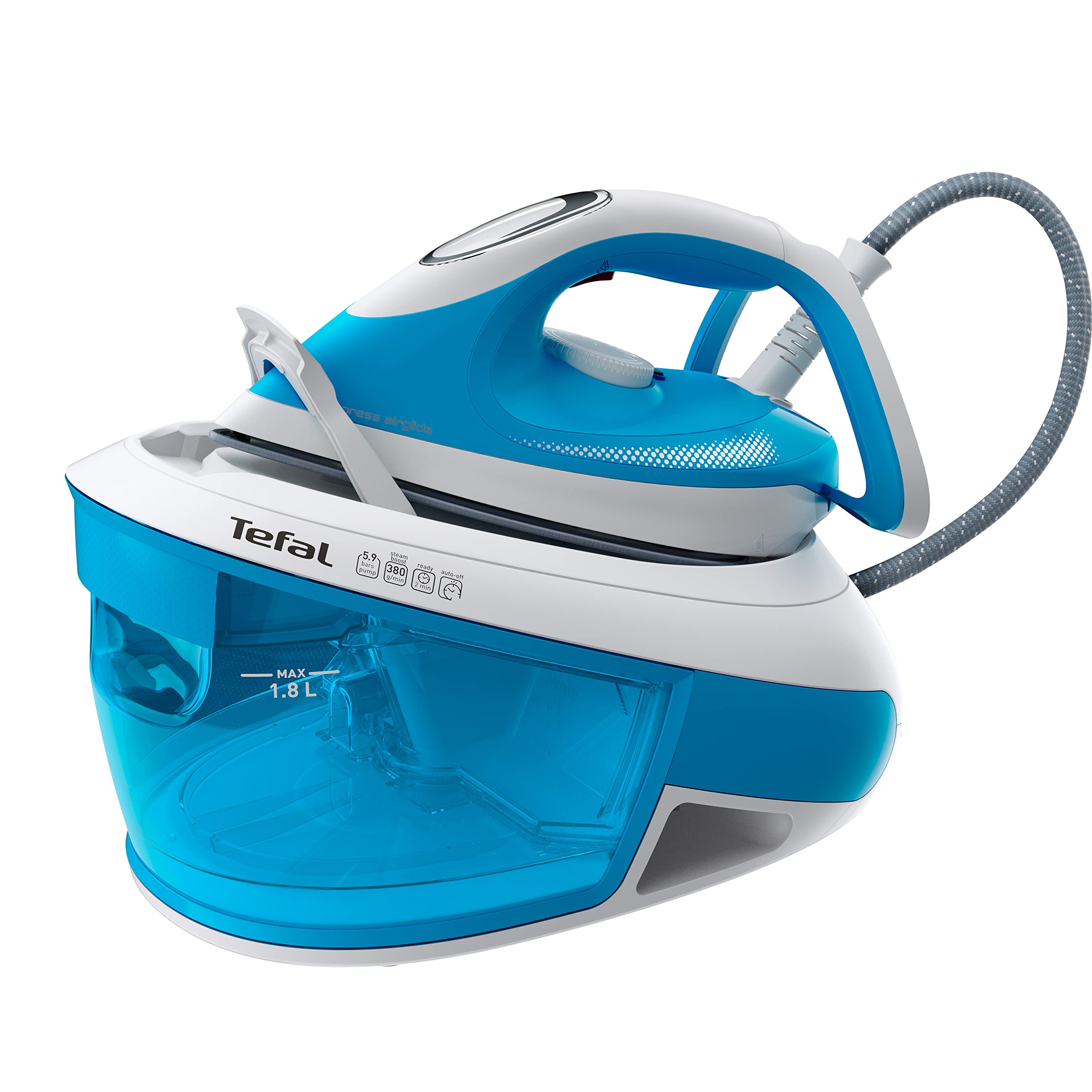 اتو بخار مخزن دار تفال فرانسه Tefal SV8002 Express کفی دوریلیوم فشار پمپ 5.9 بار خروجی بخار ثابت