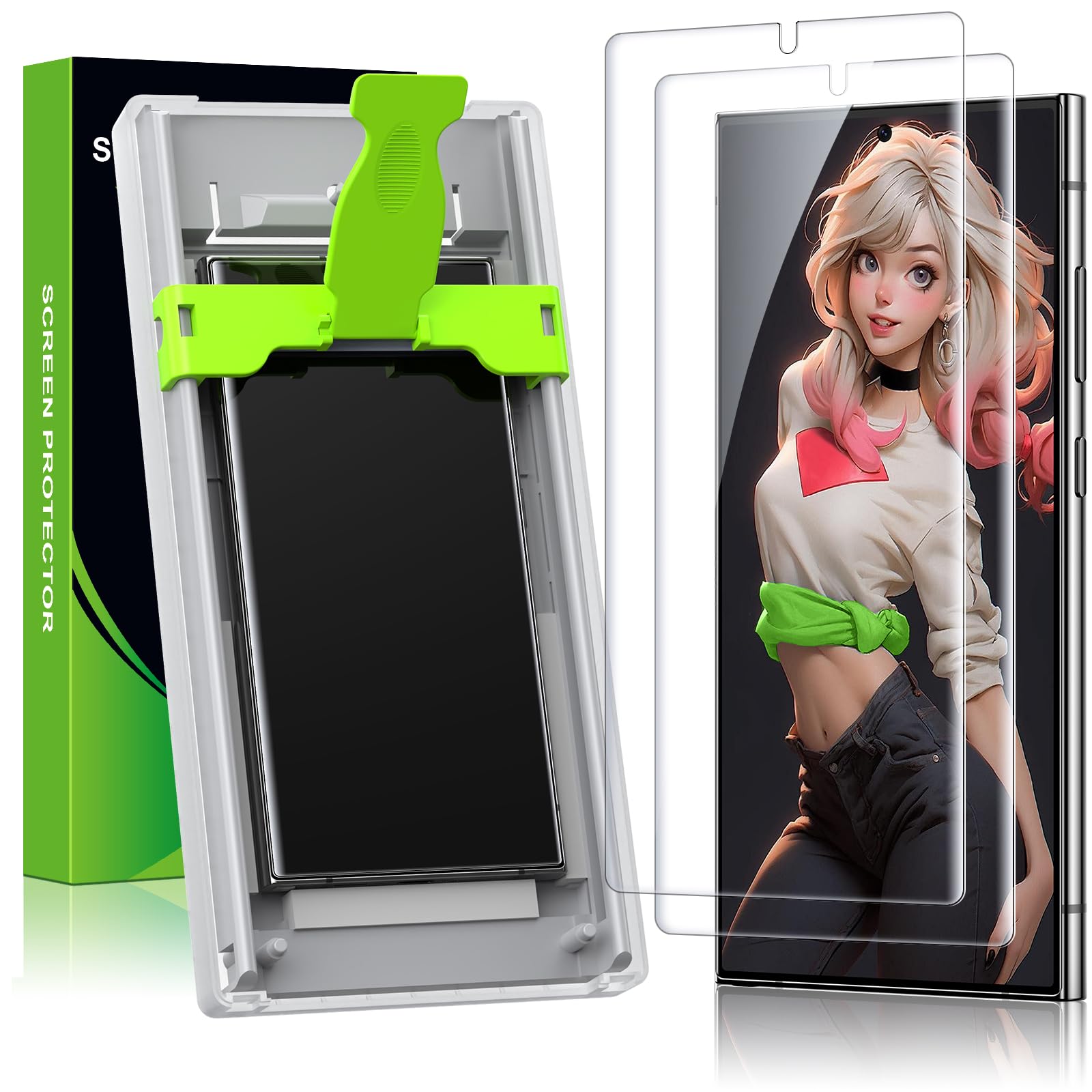 محافظ صفحه نمایش اسانیک برای سامسونگ گلکسی S22 اولترا/S23 اولترا، سازگار با اثر انگشت، فیلم محافظ صفحه نمایش 7H S23 اولترا (بسته 2 عددی) HD-S23 اولترا شفاف