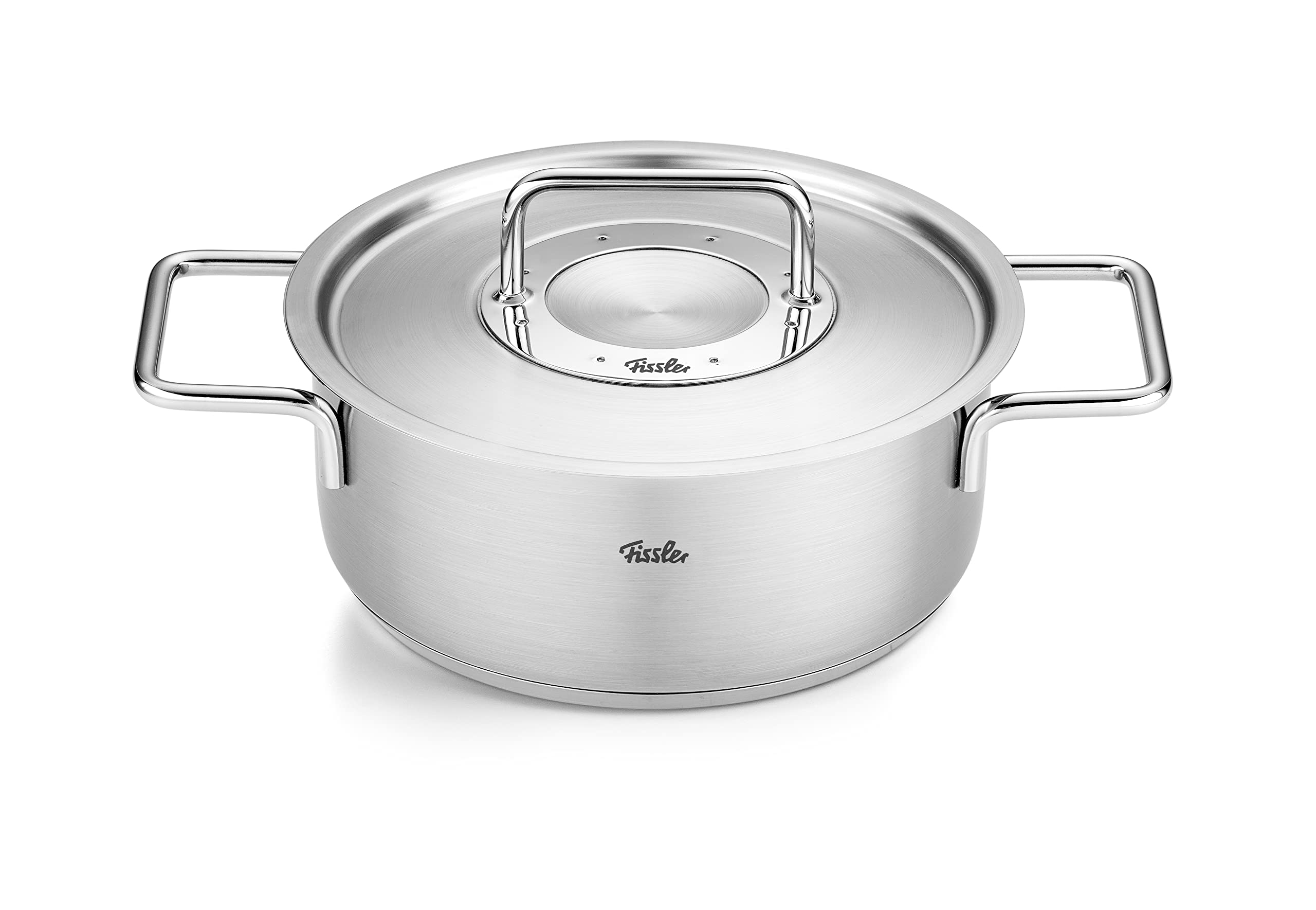 قابلمه تکی فیسلر آلمان Fissler Pure Collection / ماهیتابه فولادی ضد زنگ (Ø 24 سانتی متر، 3.9 لیتر) شامل درب فلزی، مقیاس داخلی. القایی