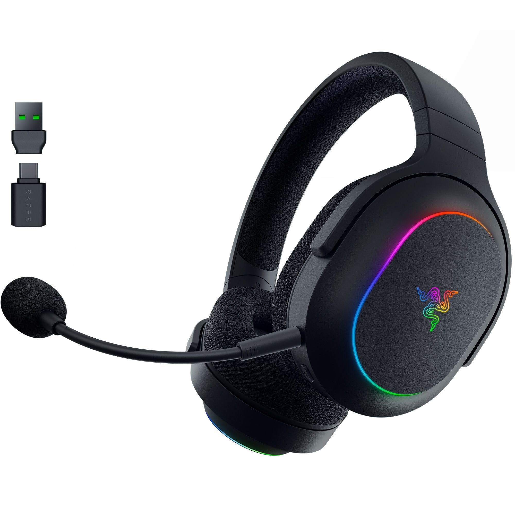 هدست گیمینگ بی‌سیم چند پلتفرمی Razer Barracuda X Chroma با 6 ناحیه رنگی RGB (SmartSwitch Hyperspeed & Bluetooth، درایورهای 40 میلی‌متری، میکروفون کاردیوئیدی HyperClear قابل جدا شدن) مشکی، مشکی Barracuda X Chroma