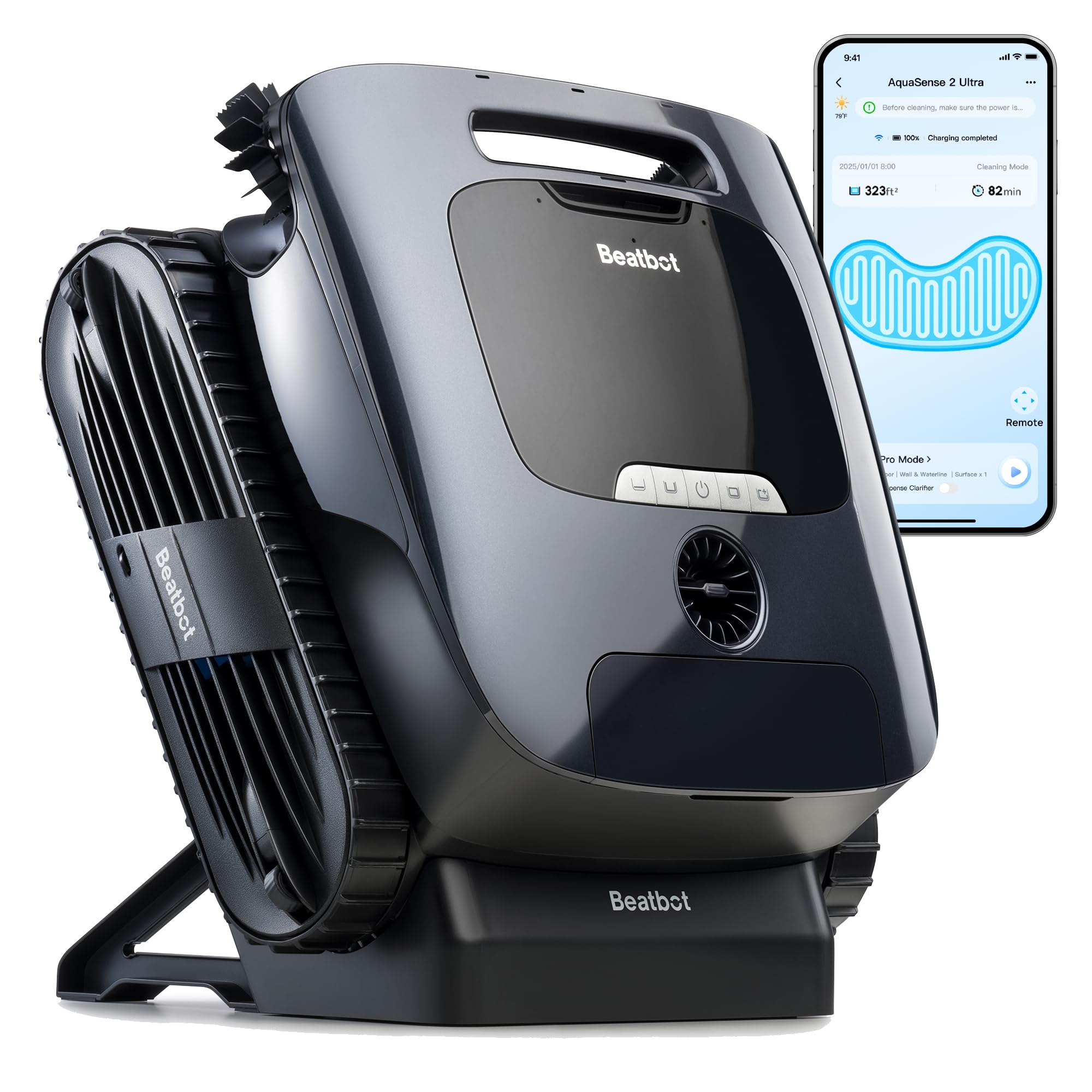 جارو ربات استخر بیت بات Beatbot Aquasense 2 Ultra تمیز کردن کامل، تشخیص آلودگی با هوش مصنوعی، برای سطح، کف و دیوار، تمیز کردن استخر تا 300 متر مربع