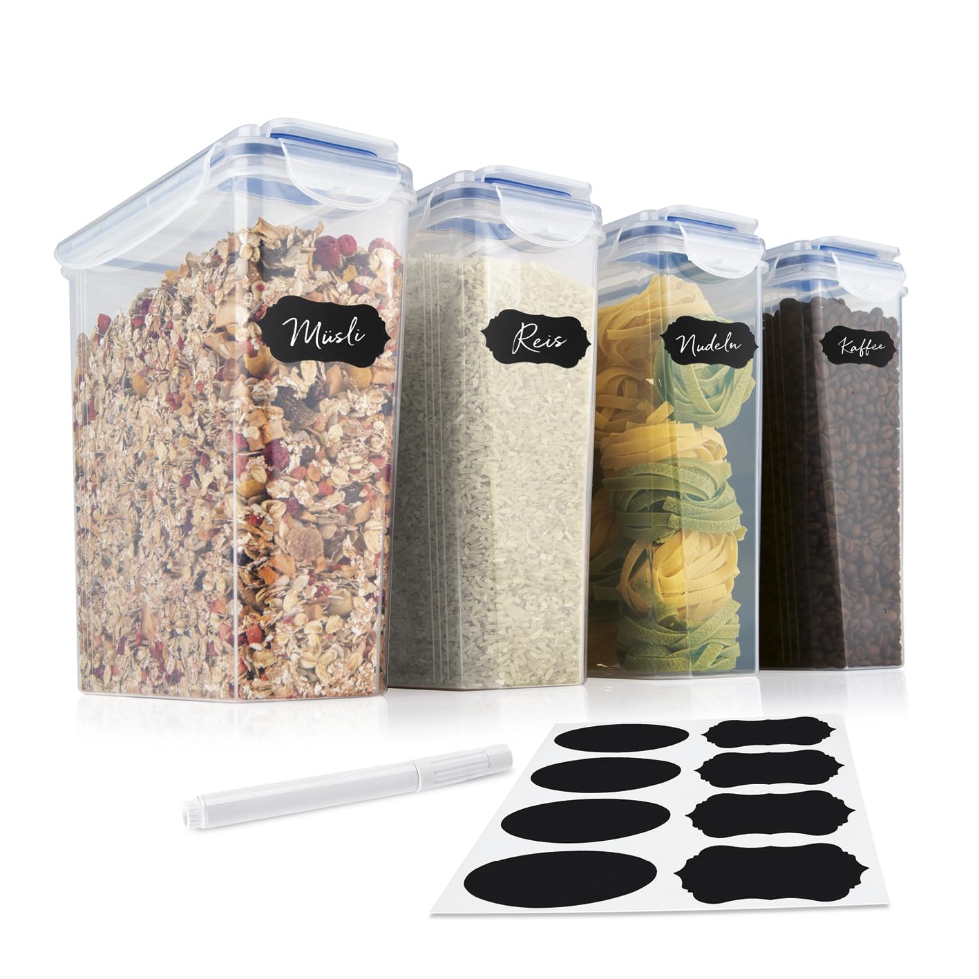 ظروف نگهداری حبوبات گورمت‌ مکس آلمان  GOURMETmaxx نگهداری مواد غذایی با درب ضد آب کلیکی 4 عدد