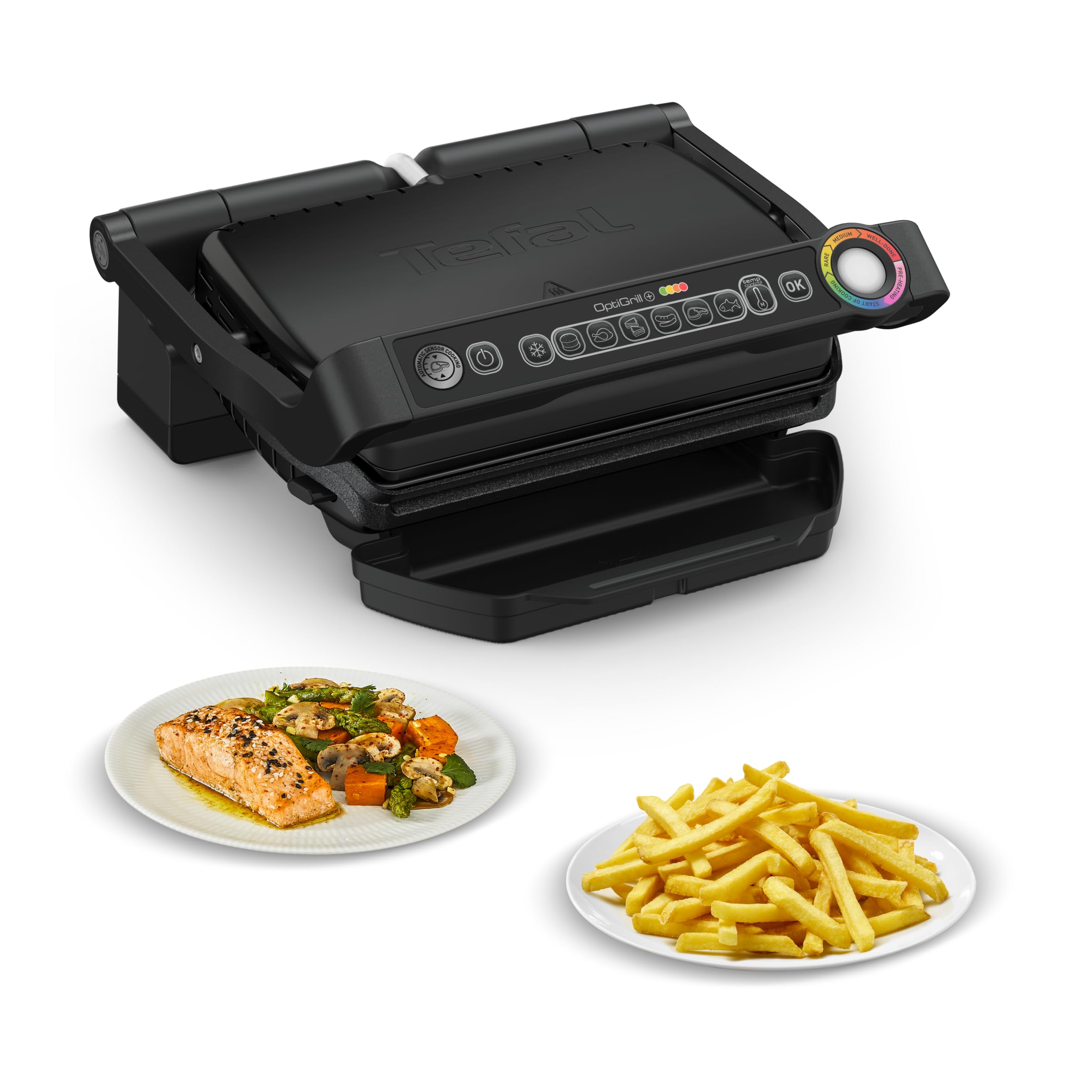گریل باربیکیو تماسی تفال فرانسه OptiGrill+ Snacking GC7148  نمایش خودکار وضعیت پخت و پز | 6 برنامه از پیش تعیین شده | شامل ضمیمه میان وعده برای پیتزا، لازانیا