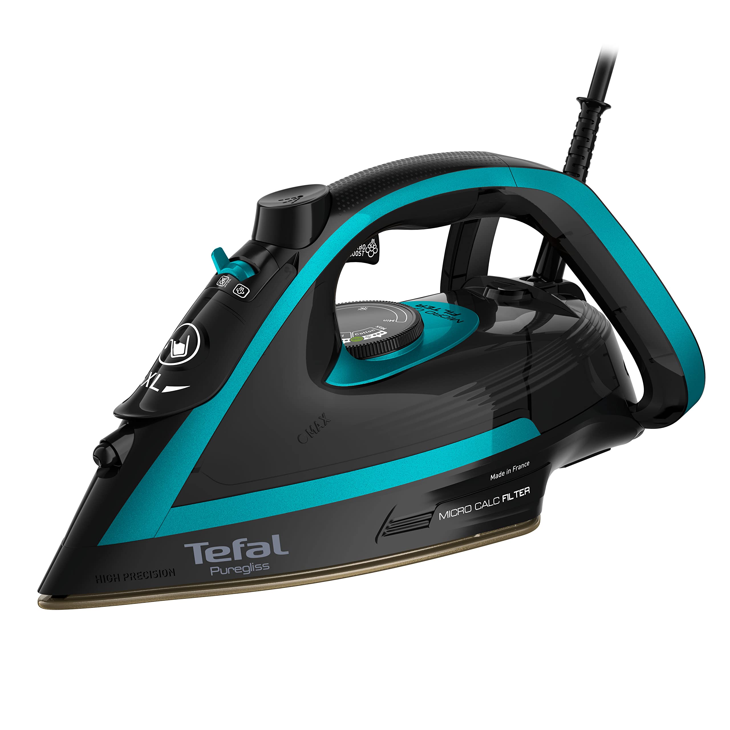 اتو بخار تفال فرانسه Tefal FV8066 بخار عمودی دهانه پرکن آب XL ذخیره سازی پایدار ویژگی های ضد آهک