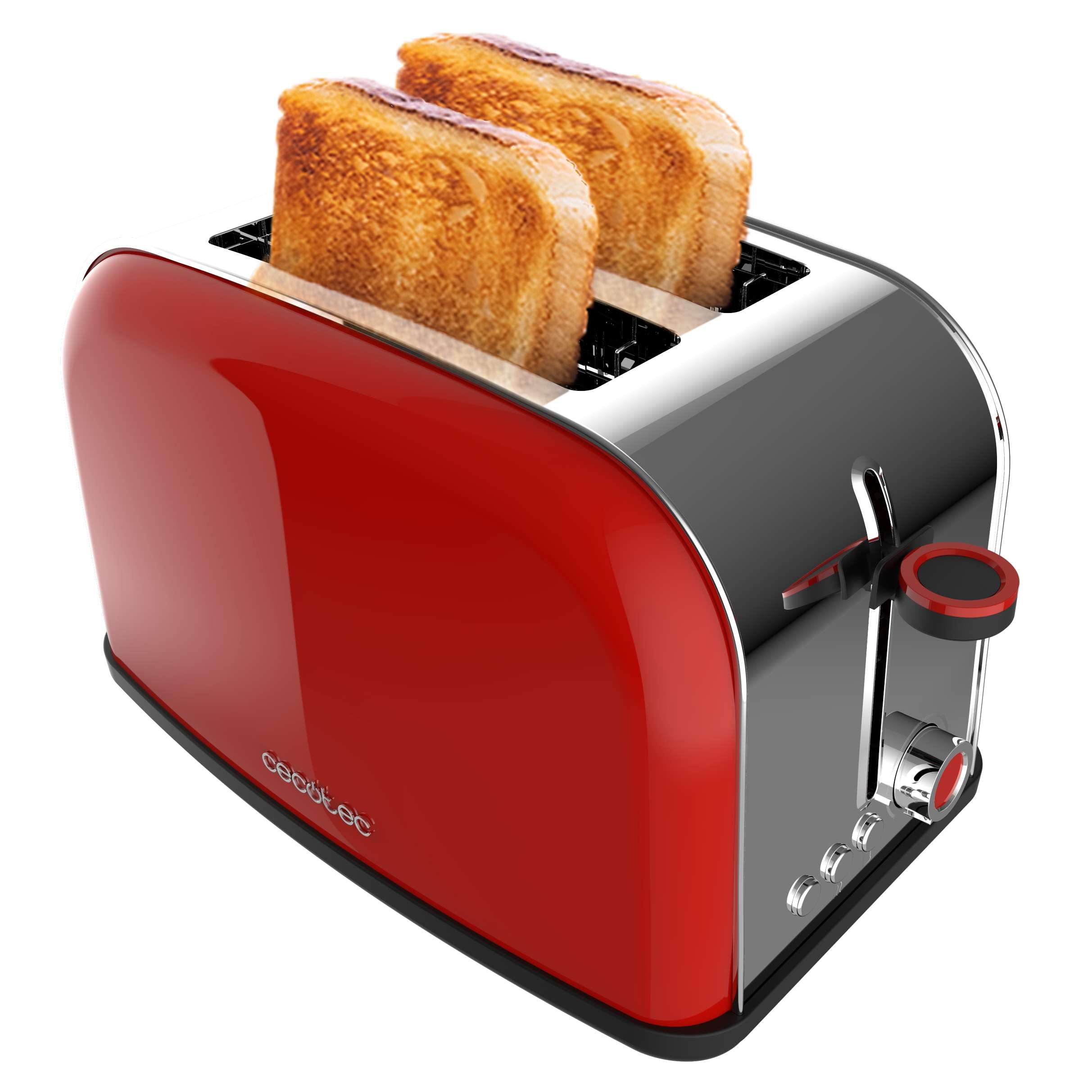 توستر عمودی Cecotec Toastin' time 850 Red Lite، 850 وات، ظرفیت 2 تکه، شکاف وسیع، فولاد ضد زنگ، عملکردهای از پیش تعیین شده برای راحتی، کنترل برشته کردن قابل تنظیم