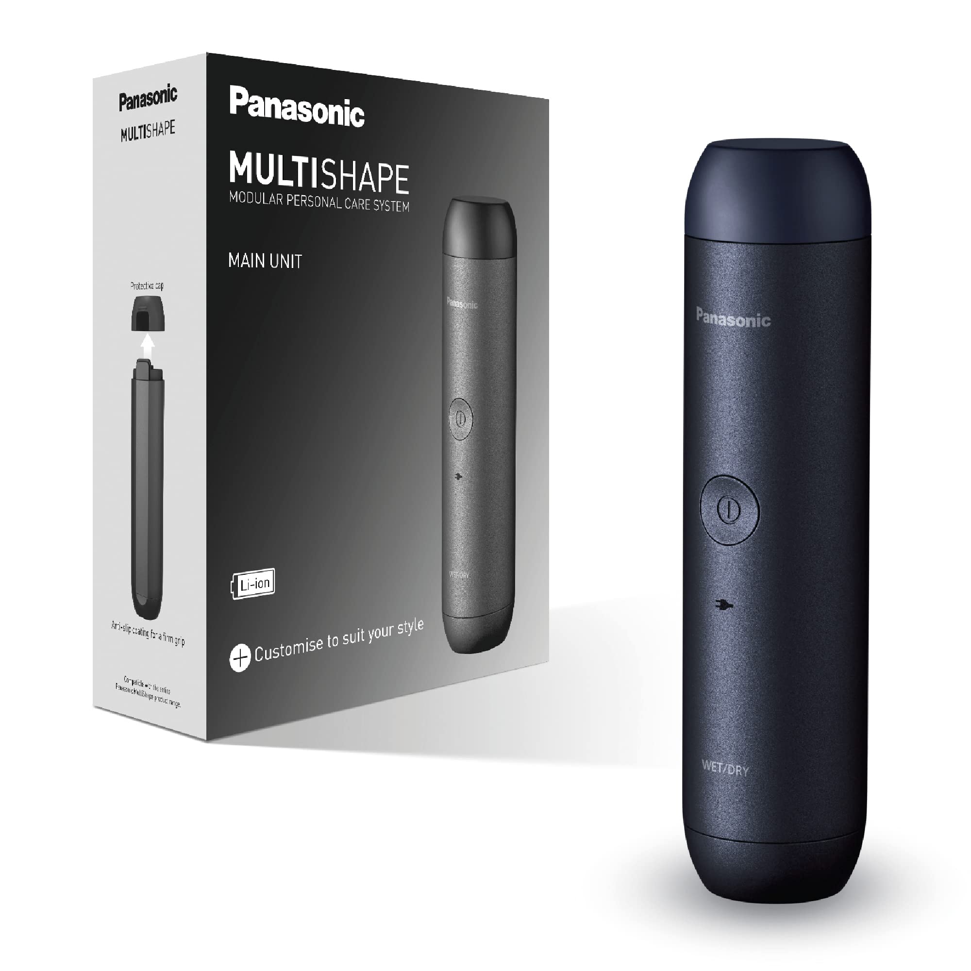 دستگاه اصلاح مدولار پاناسونیک MULTISHAPE ER-CBL1، واحد اصلی برای اصلاح ریش/بدن/مو و اصلاح بینی/گوش/ابرو، ریش‌تراش ۳ تیغه، مسواک با باتری لیتیوم-یونی قابل شارژ، دسته لیتیوم-یونی. بدون لوازم جانبی.