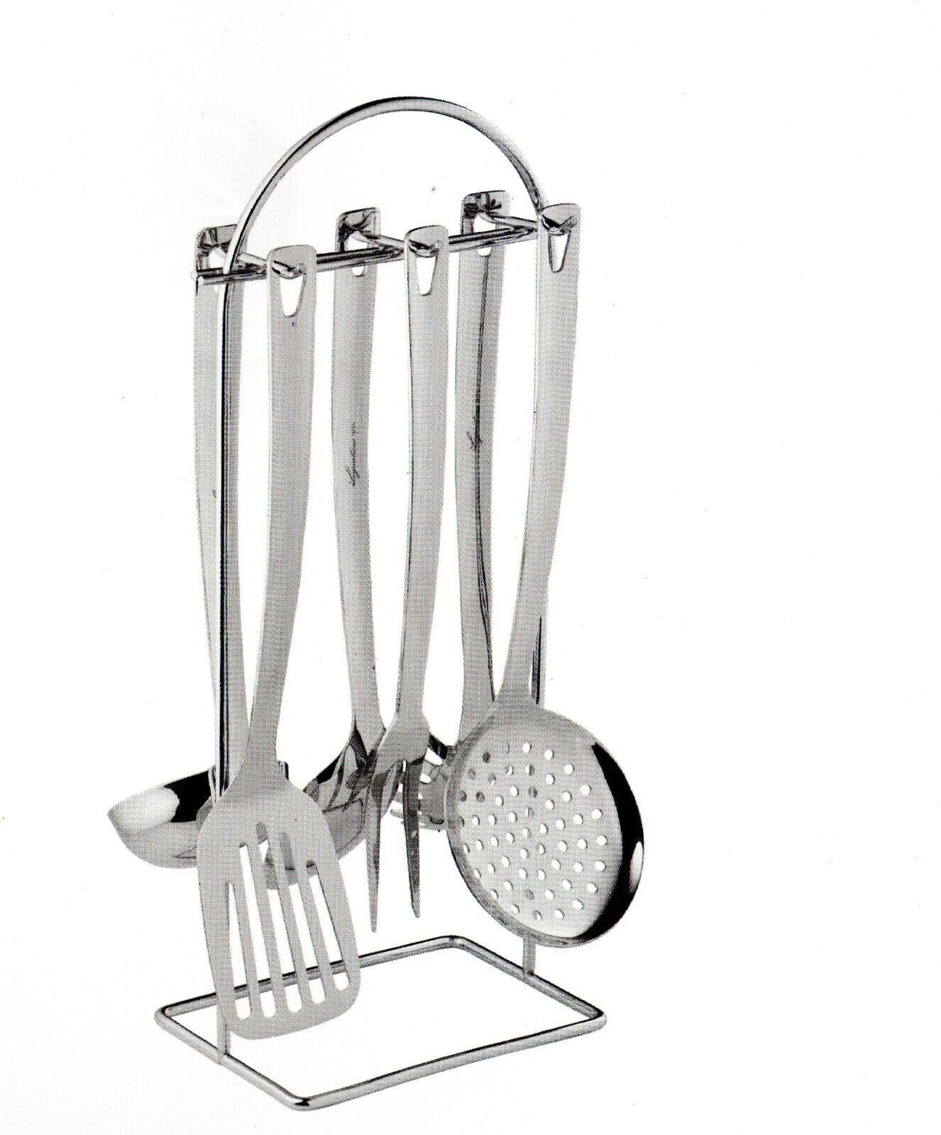 ست کفگیر ملاقه آشپزخانه لاگوستینا  گرانچوچینا با 6 قطعه جانبی از جنس استیل ضد زنگ، به همراه پایه