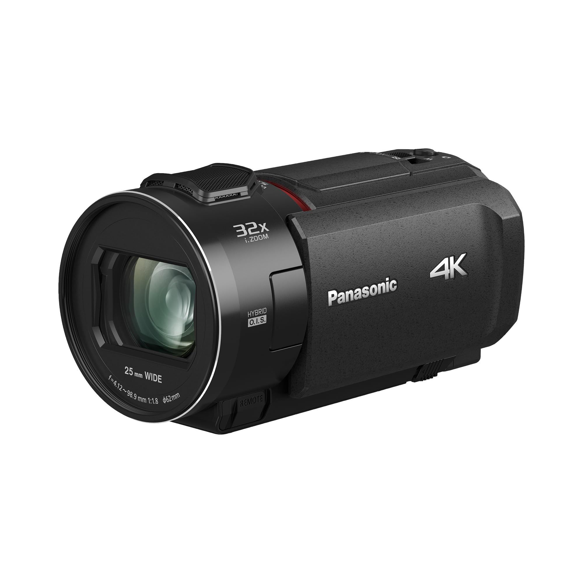 دوربین فیلمبرداری 4K پاناسونیک HC-VX3E-K، فیلمبرداری 4K (25 فریم در ثانیه)، لنز واید 25 میلی‌متری F1.8، زوم اپتیکال 24 برابر، لرزشگیر اپتیکال هیبریدی +OIS، HDR، میکروفون زوم، صفحه لمسی، قابلیت‌های خلاقانه، مشکی