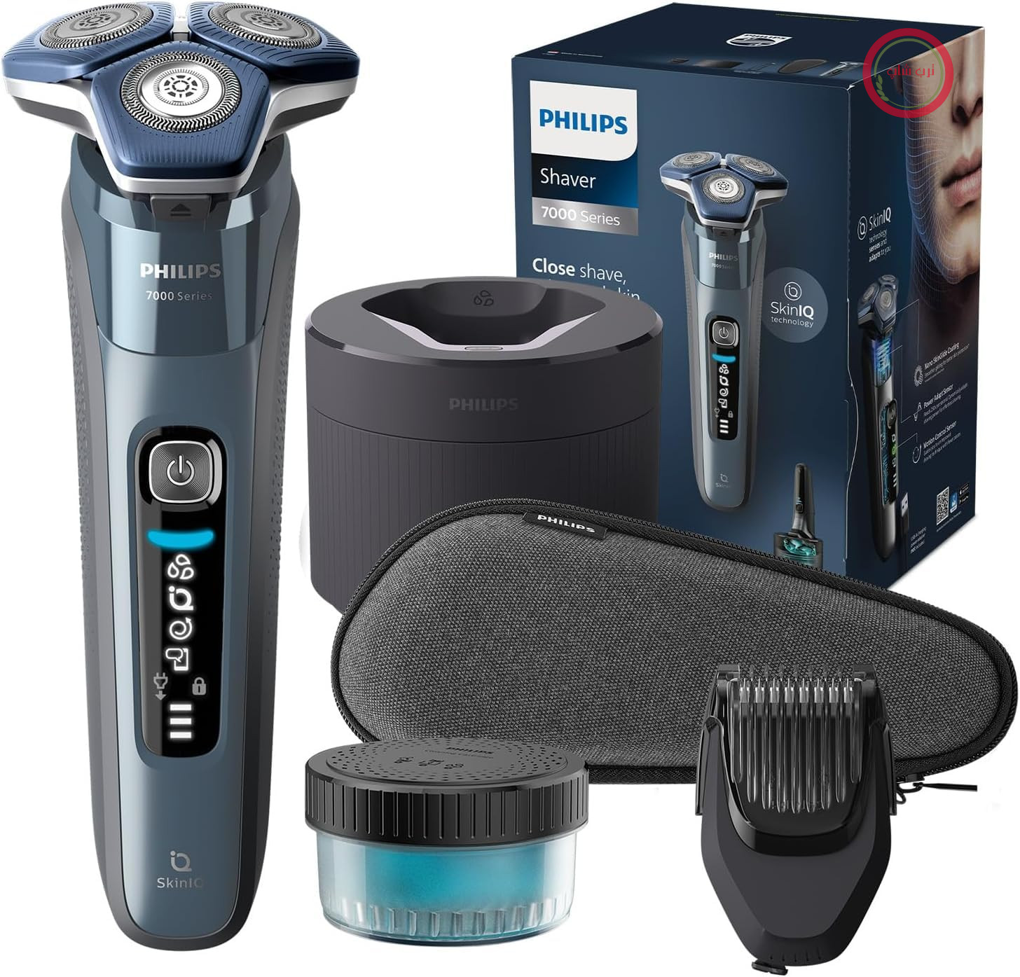 ریش‌تراش فیلیپس S7000 – ریش‌تراش برقی مردانه، اصلاح خشک و مرطوب، ماشین اصلاح پاپ‌آپ داخلی، سری اصلاح ریش، پایه تمیزکننده، کیف مسافرتی و پایه شارژ (مدل S7882/54)