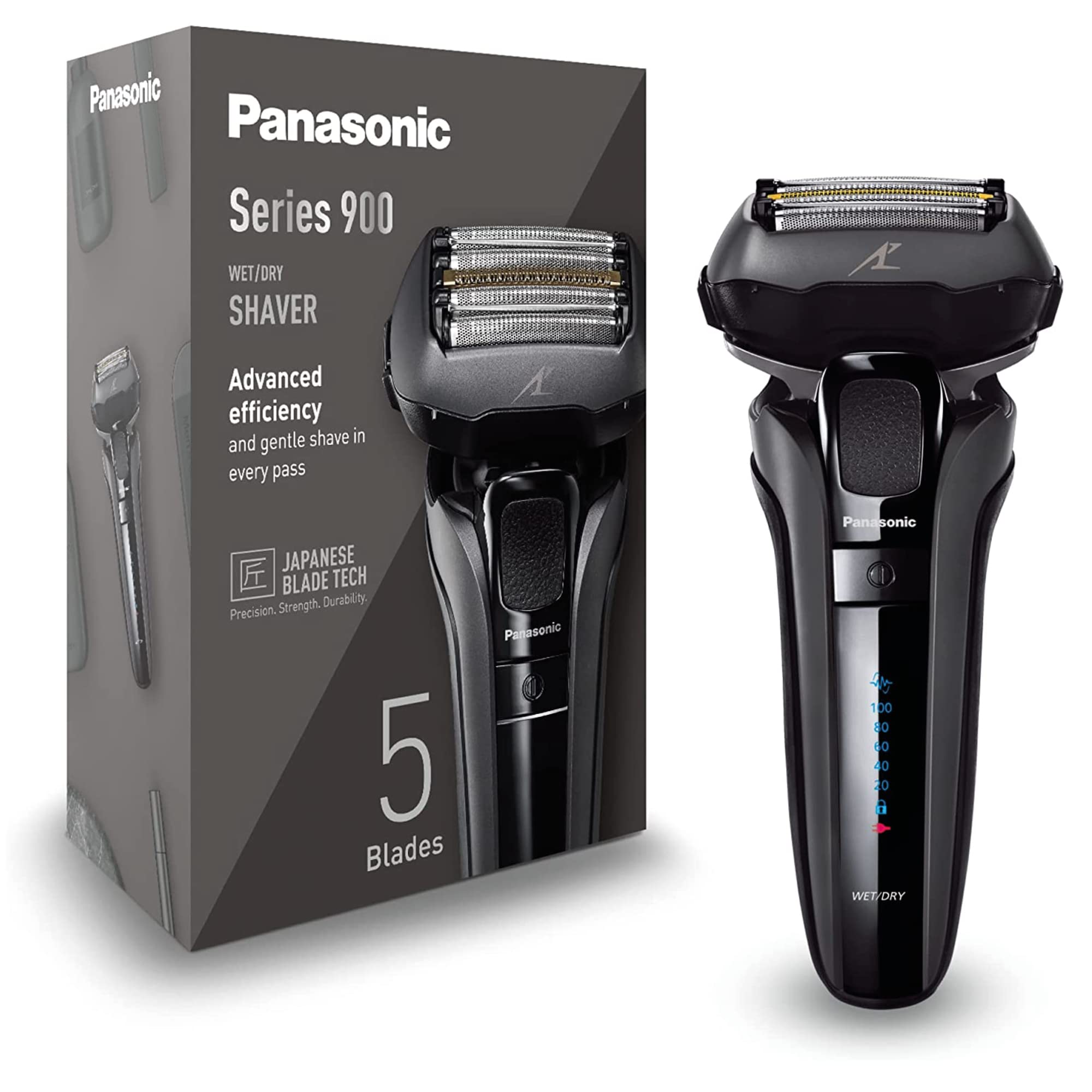 ریش‌ تراش پاناسونیک ژاپن Panasonic ES-LV6 سری ۹۰۰ پریمیوم مخصوص اصلاح خشک و مرطوب مردانه سری اصلاح ۵ تیغه با موتور خطی و فناوری حسگر تراکم ریش