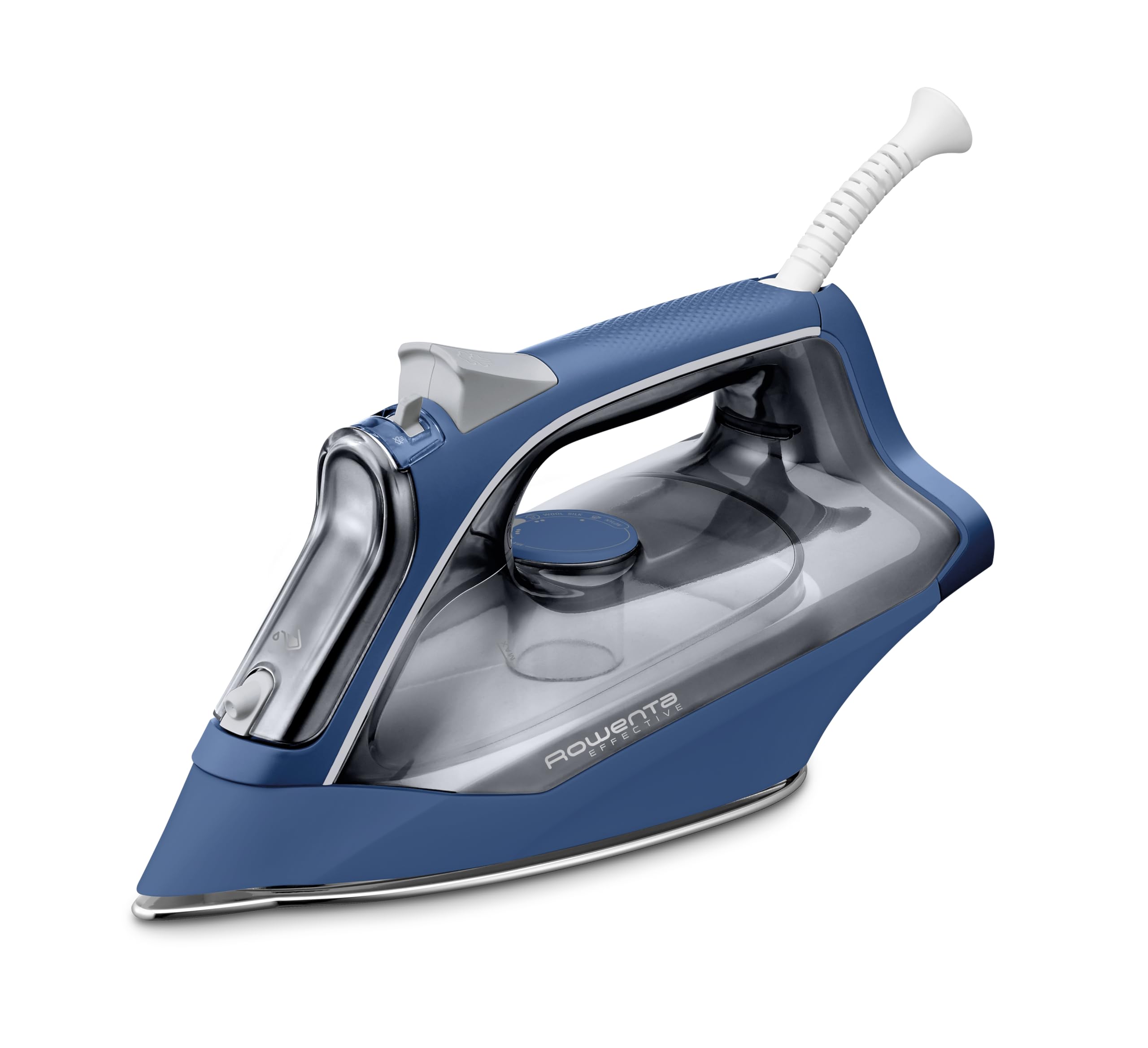 اتو بخار Rowenta Effective+، 2400 وات، بخاردهی مداوم 40 گرم در دقیقه، تقویت بخار، ویژگی‌های کاربرپسند، مخزن آب شفاف، آبی/خاکستری، DX1636D1