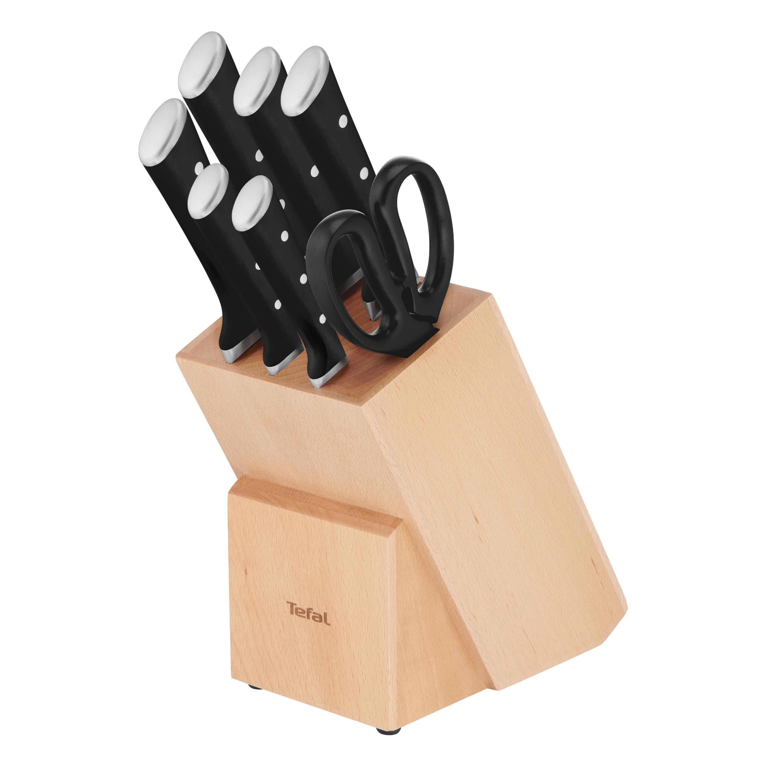 ست چاقو آشپزخانه 8 پارچه تفال K232S7 آیس فورس 8 عدد. ست بلوک چاقو 6 عدد چاقو 1 عدد قیچی 1 عدد چاقوی چوبی استیل ضد زنگ آلمانی با کیفیت بالا تکنولوژی Ice Force مقاوم در برابر خوردگی مشکی قهوه ای نقره ای