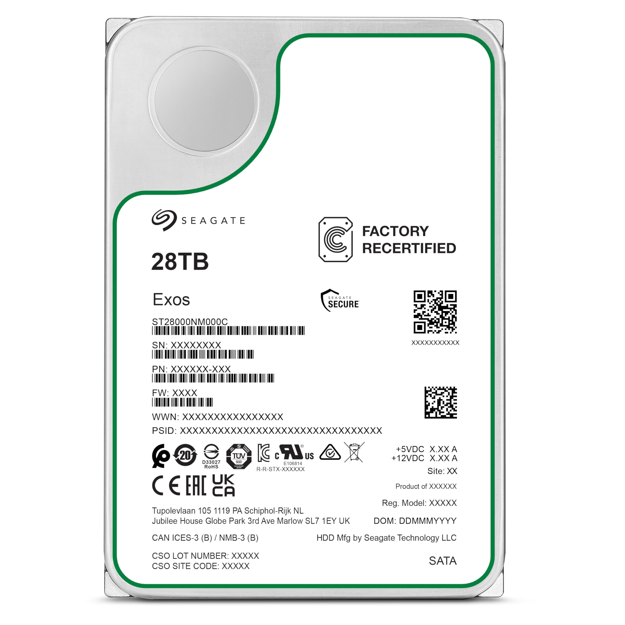 هارد سرور داخلی 28 ترابایت Seagate Exos ST28000NM000C HDD 3.5 اینچی SATA 6Gb/s 7200RPM 512MB کش
