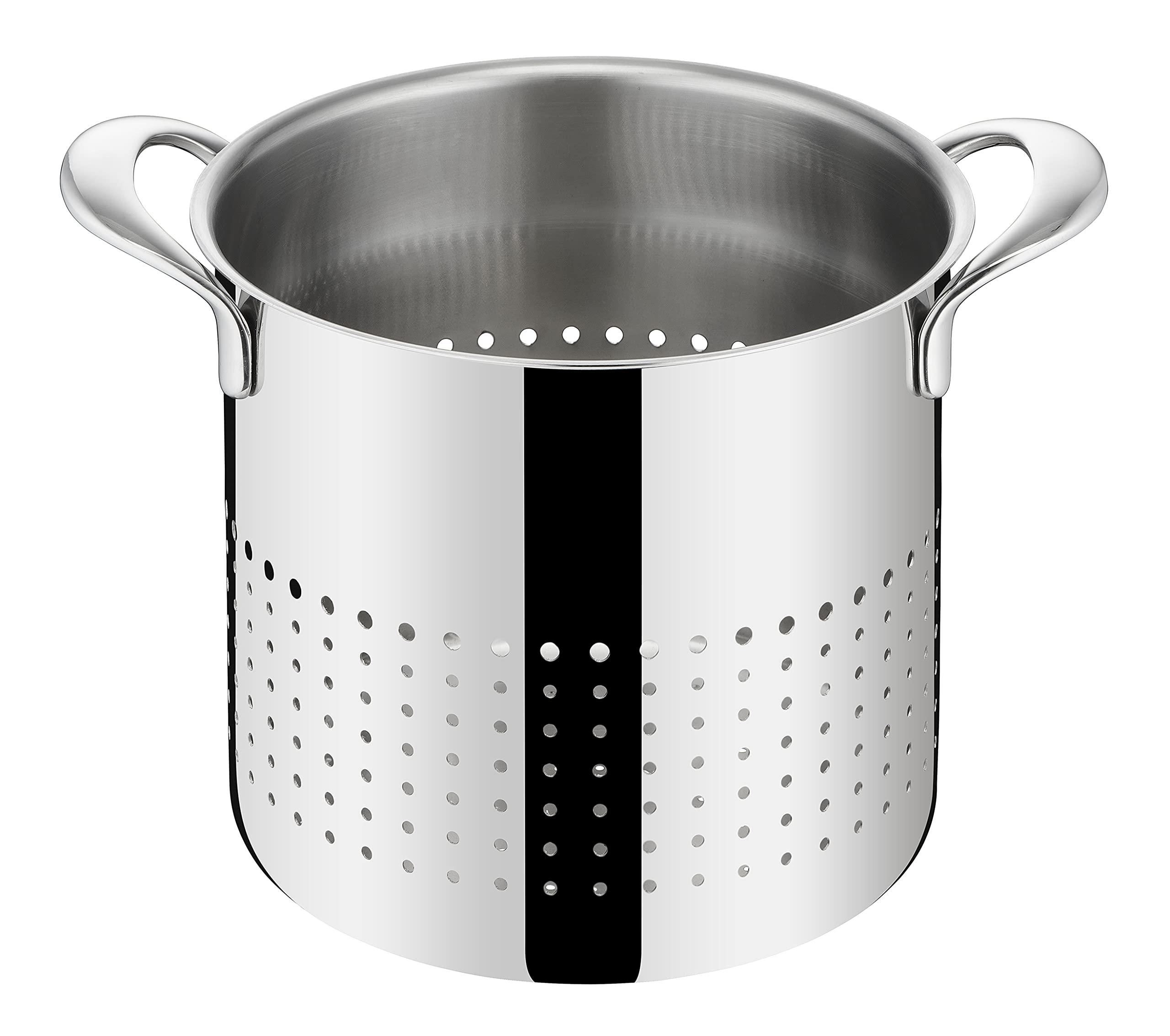 صافی پاستای لاگوستینا اموزیونه برای قابلمه پاستا، ساخته شده از استیل ضد زنگ 18/10، قطر 20 سانتی‌متر، صافی آشپزخانه برای آبکشی سریع غذا، با دسته‌های پهن و جوش داده شده، قابل شستشو در ماشین ظرفشویی