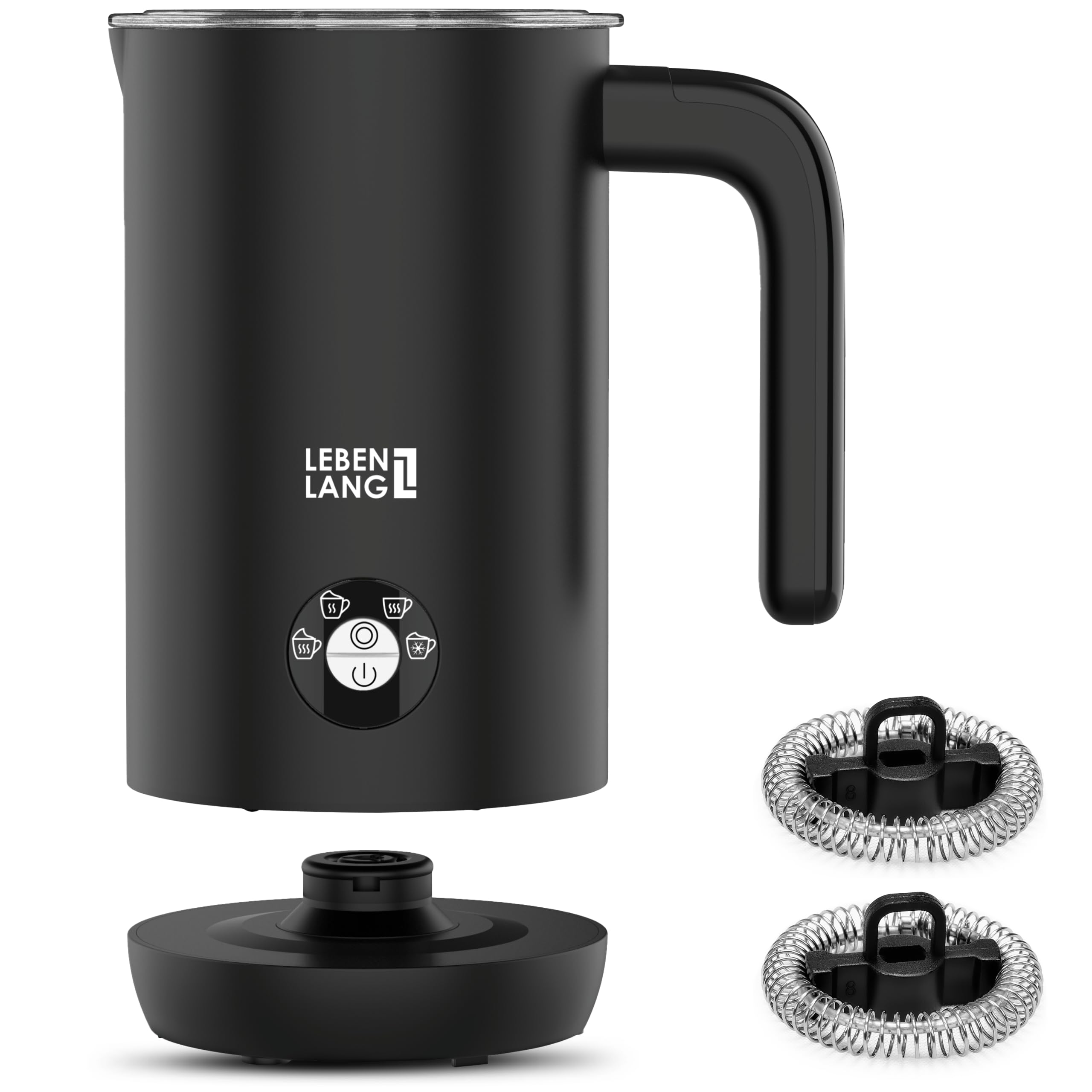 کف شیر ساز لبن لانگ آلمان - 100% بدون BPA و 4 حالت شامل. مخلوط کن جایگزین I 240 میلی لیتر کف کننده شیر برقی I کف کننده شیر برقی