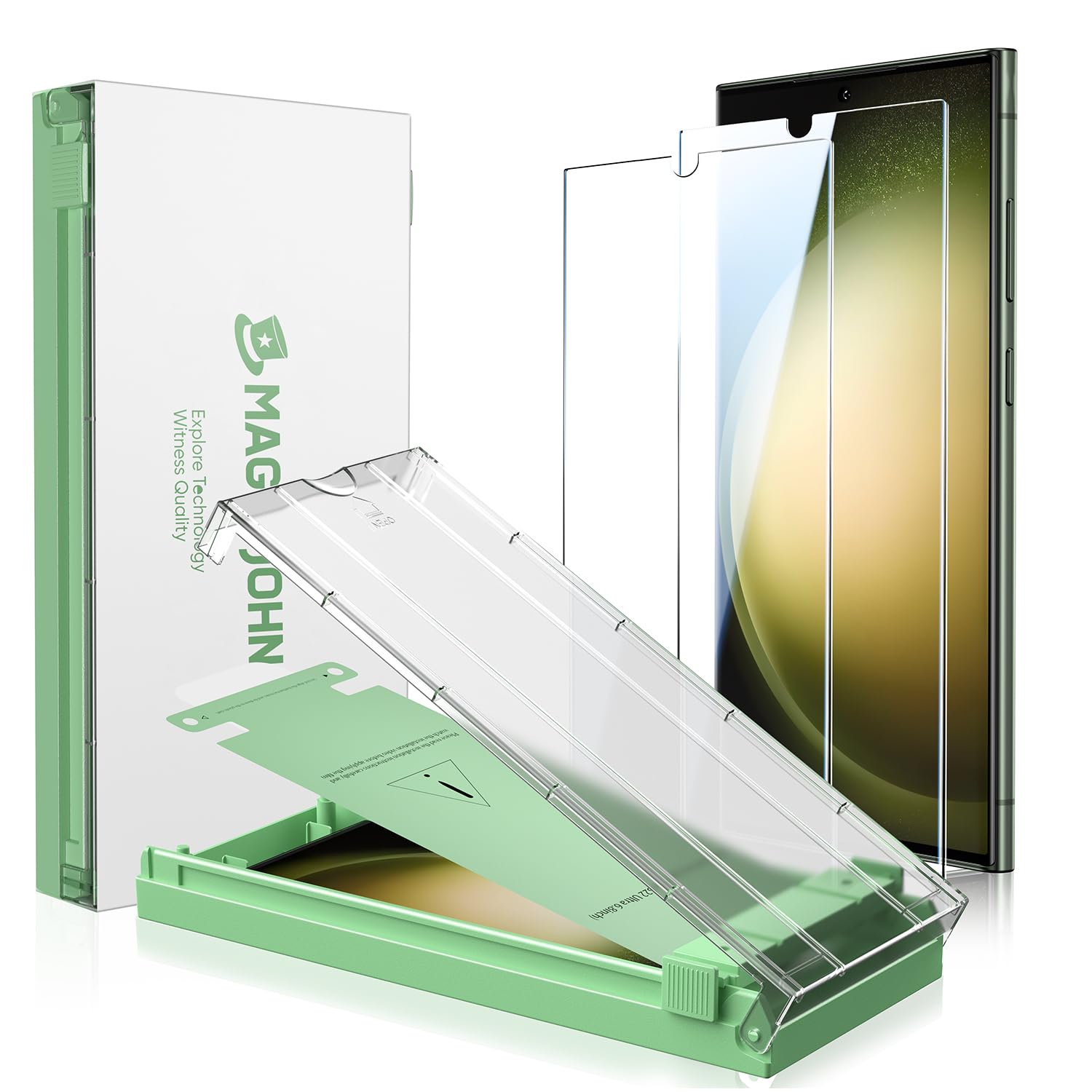 محافظ صفحه نمایش TPU فوق العاده انعطاف پذیر MAGIC JOHN بسته 2 عددی برای سامسونگ گلکسی S23 (6.8 اینچ)، ضد گرد و غبار خودکار، سختی 7H، سازگار با اثر انگشت، وضوح HD، بدون حباب، نصب آسان