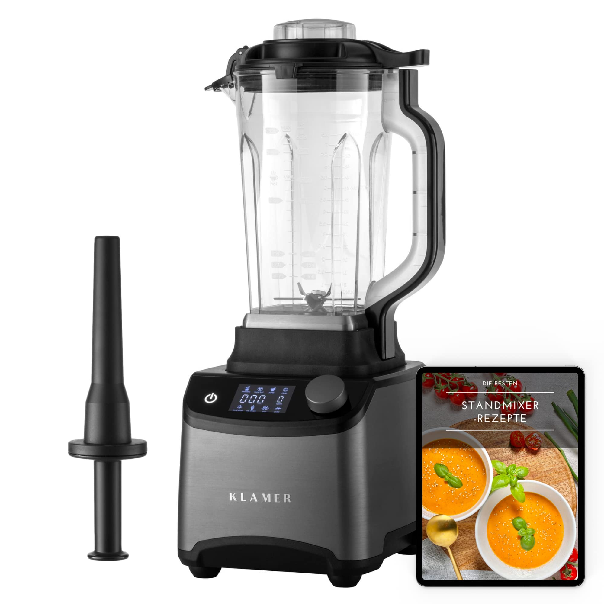 مخلوط کن کلامر آلمان با کارایی بالا 1800W (2023)، میکسر پایه 1.75 لیتری با ظرف همزن تریتان، اسموتی ساز با 28000 دور در دقیقه، 9 برنامه و 6 تیغه
