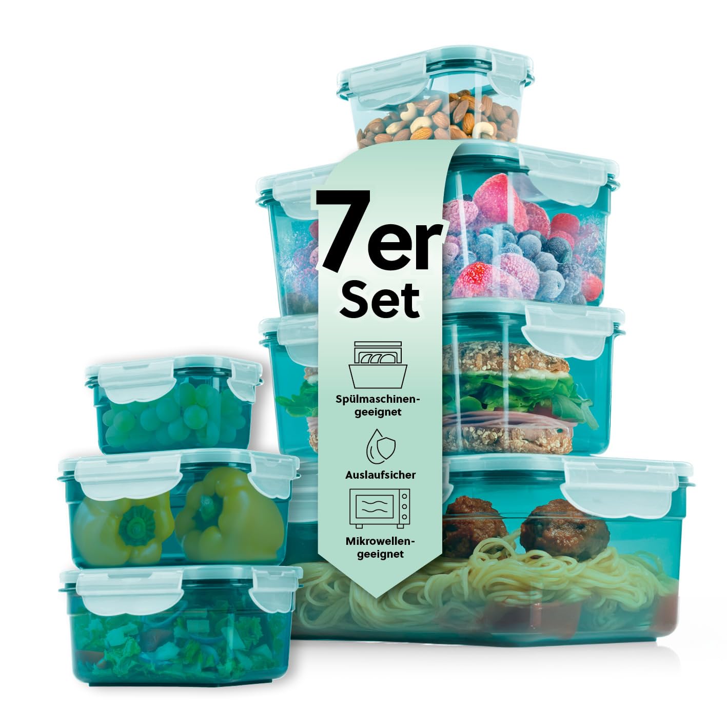 ظروف پلاستیکی نگهداری مواد غذایی گورمت‌ مکس آلمان GOURMETmaxx با درب مجموعه 7 عددی ضد نشت و قابل چیدن روی هم | بدون BPA