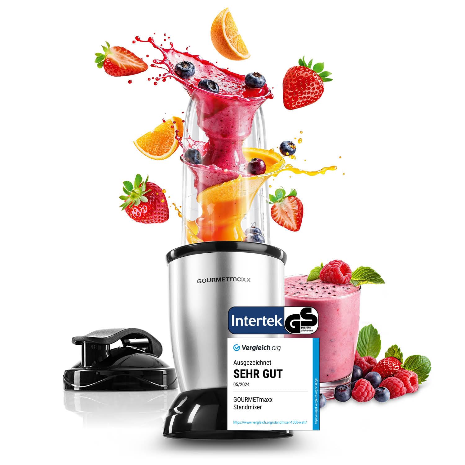 اسموتی ساز گورمت‌ مکس آلمان GOURMETmaxx درب بیرون‌ بر ۲۲۰۰۰ دور در دقیقه مجموعه M نقره‌ای