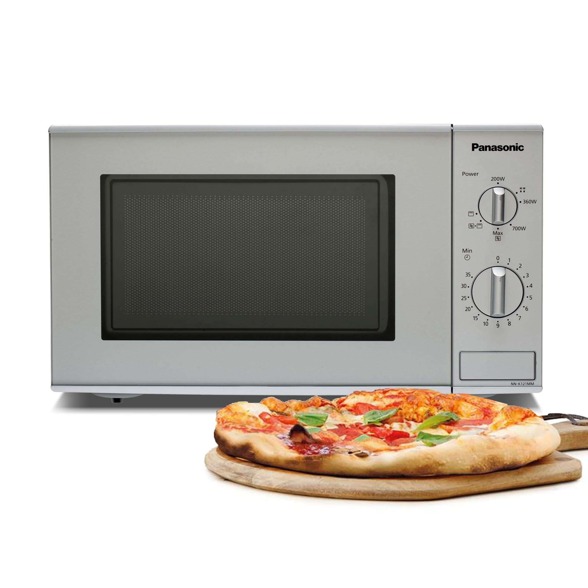 مایکروویو ترکیبی پاناسونیک NN-K121MMEPG با گریل و صفحه گردان شیشه‌ای ۲۵ سانتی‌متری، ۲۰ لیتر، ۸۰۰ وات، گریل کوارتز ۱۰۰۰ وات، ۵ سطح عملکرد، گریل نقره‌ای میت، تک شعله سیلبر