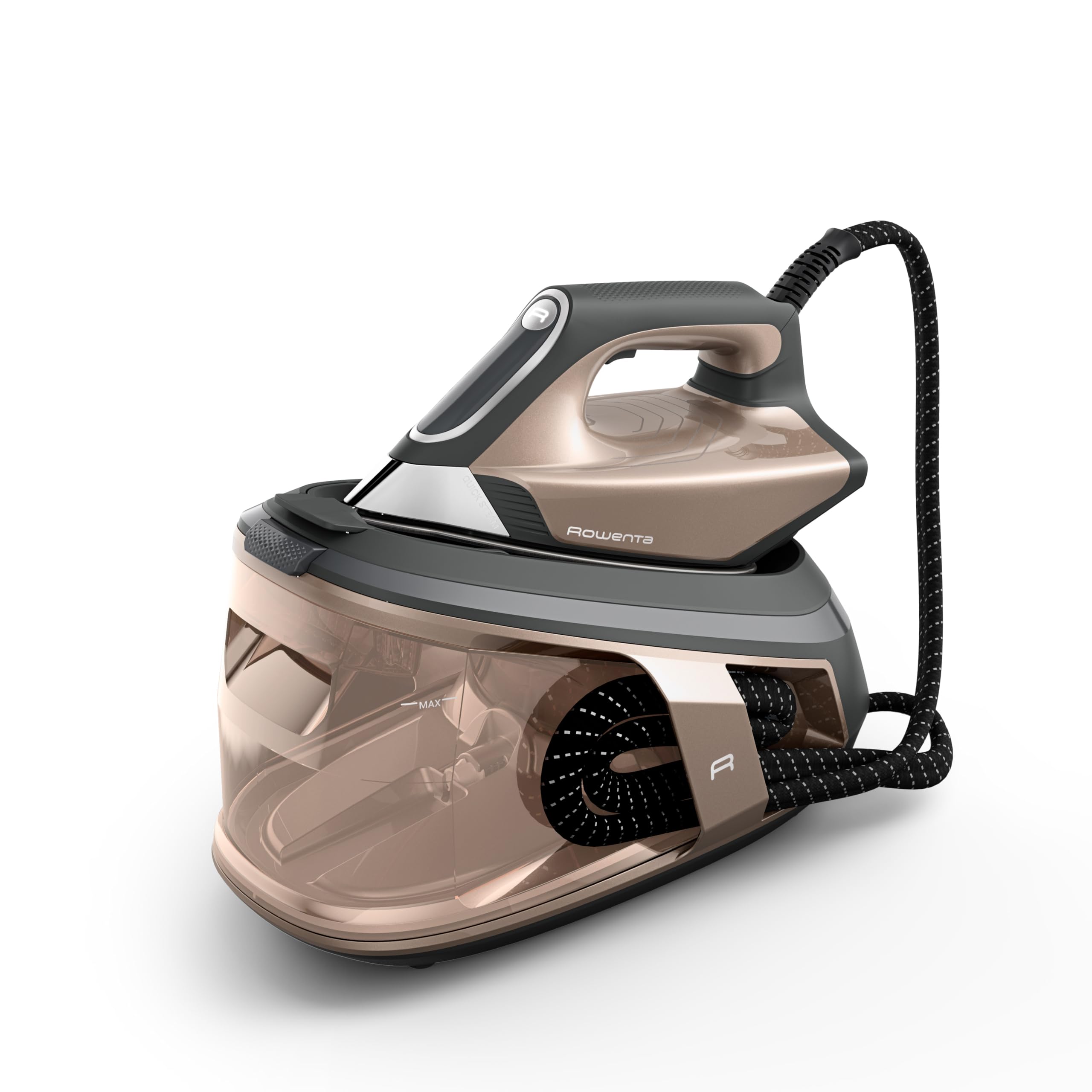 اتو بخار روونتا فورس پرو ۵۰۰، ۲۸۰۰ وات، خروجی بخار متغیر ۱۳۰ گرم در دقیقه، افزایش بخار ۵۵۰ گرم در دقیقه، صرفه‌جویی در مصرف انرژی، فناوری بخار سریع، قهوه‌ای/مشکی، VR9033F0