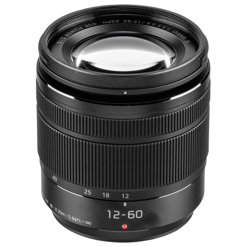 لنز پاناسونیک H-FS12060E LUMIX G Vario 12-60 میلی‌متر F3.5-5.6 ASPH. (بزرگنمایی ۵ برابر، لرزشگیر تصویر Power OIS، ضد گرد و غبار/پاشش آب) مشکی تکی