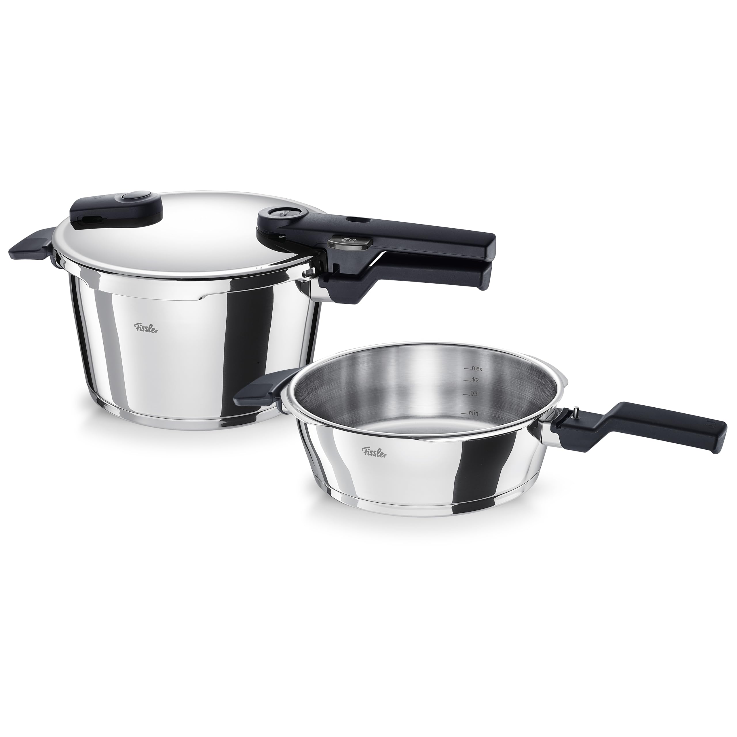 زودپز فیسلر آلمان Fissler Vitaquick / ست زودپز 3 تکه (1 زودپز 4.5 لیتر + 1 ماهیتابه فشار 2.5 لیتر - Ø 22 سانتی متر) - القایی