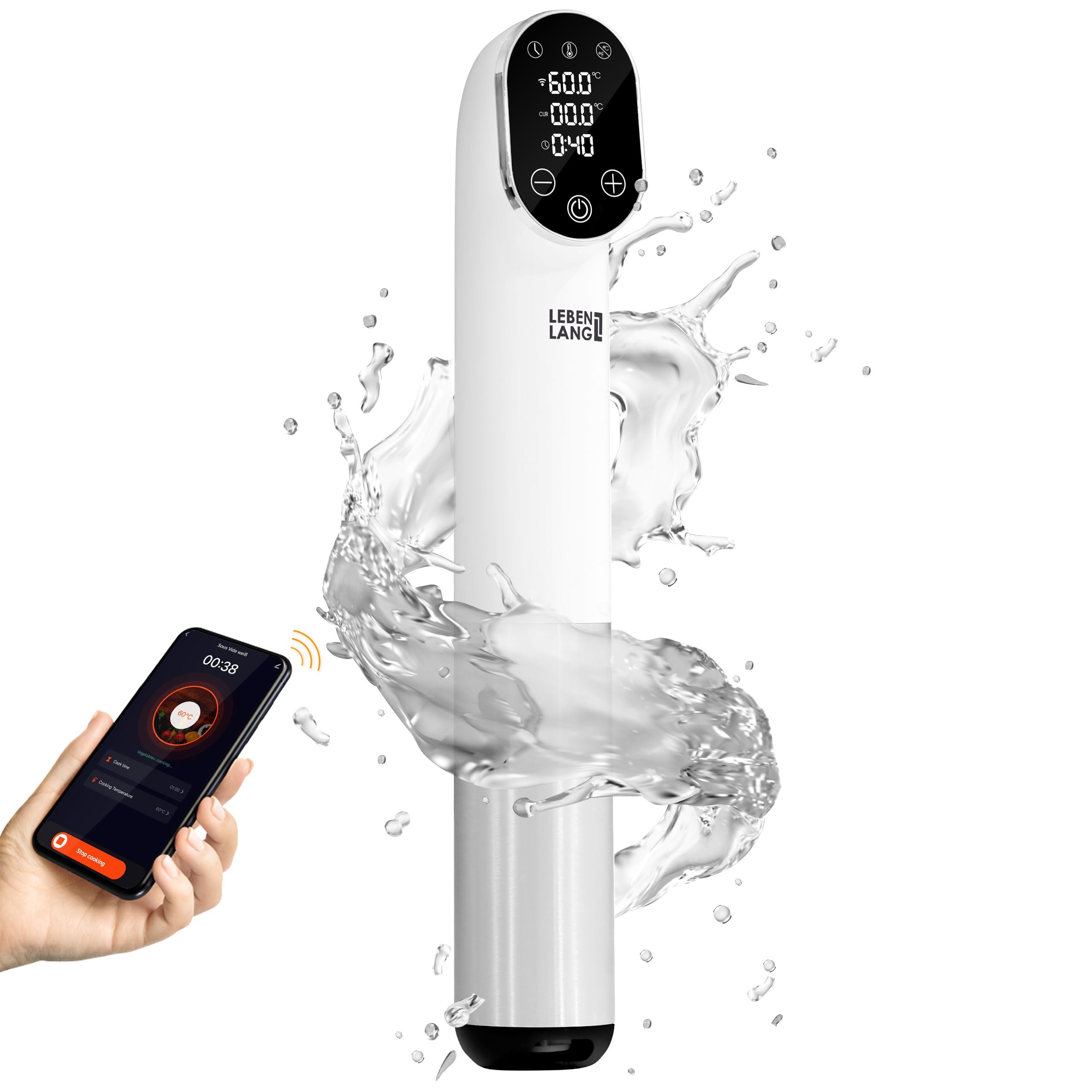 اجاق برقی پخت در خلاء لبن لانگ آلمان Sous Vide Stick 1200W - با کنترل برنامه | پخت و پز سوسیس استیل ضد زنگ با تایمر برای گوشت، ماهی، سبزیجات | اجاق گاز سوویدستاب | Susvide Sovit Souvidgarer Sou Vid Souc Vide Stick Stick