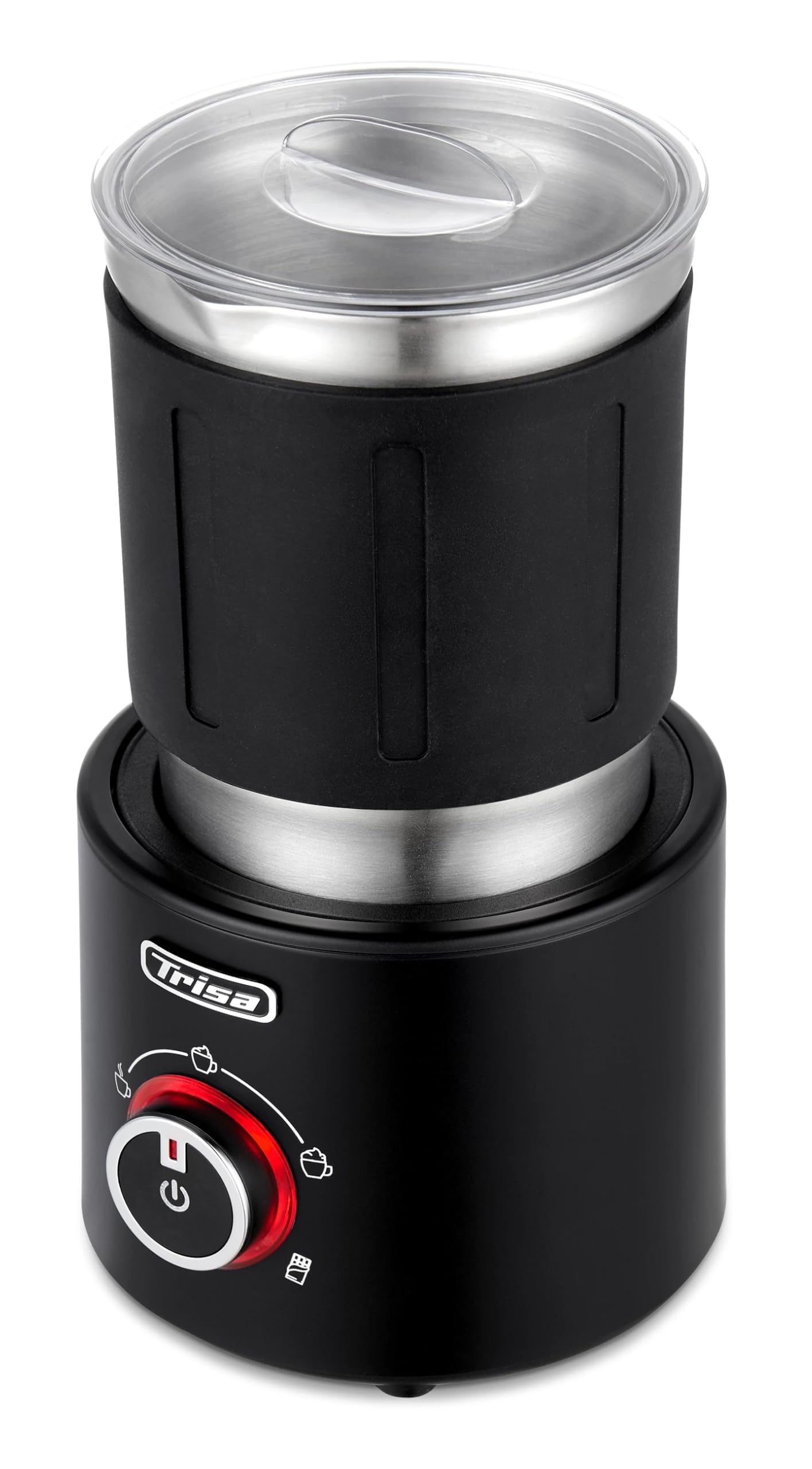 کف‌ساز شیر تریزا سوئیس Trisa Milky Air Pro، با سرعت ۳۴۰۰ دور در دقیقه، ۲۵۰ میلی‌لیتر کف و ۴۰۰ میلی‌لیتر نوشیدنی گرم، ظرف استیل ضد زنگ، لوازم جانبی جداگانه، عملکرد شکلات داغ