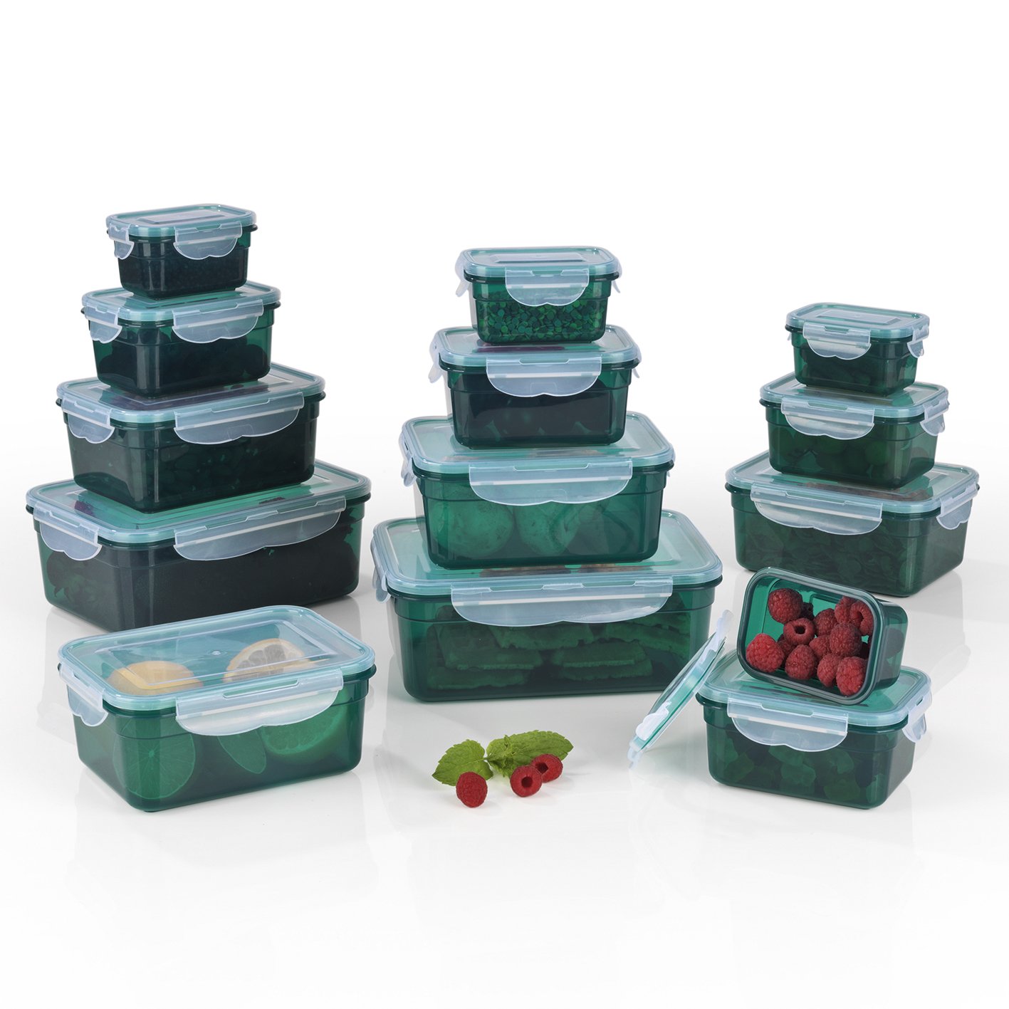 ظروف پلاستیکی نگهداری مواد غذایی گورمت‌ مکس آلمان GOURMETmaxx ظروف درب‌ دار ضد نشت و قابل چیدن روی هم مجموعه ۱۴ تکه بدون BPA