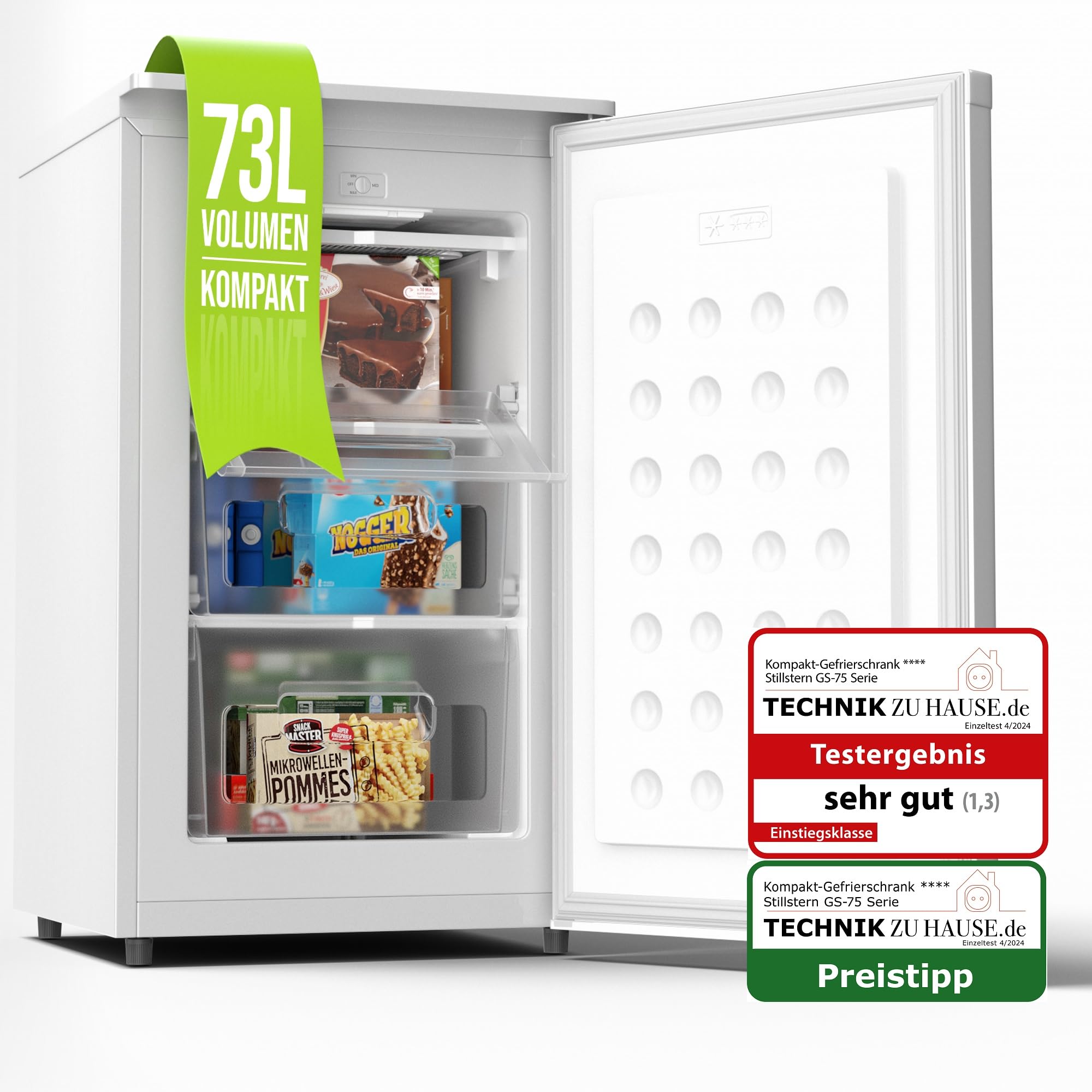 فریزر کوچک اشتیل‌شتِرن آلمان C (73 لیتر) محفظه فریزر 4 ستاره -18 درجه سانتی گراد، مصرف انرژی کم، 3 محفظه، دمای قابل تنظیم مداوم، لولای درب برگشت پذیر، فریزر کوچک، فریزر عمیق