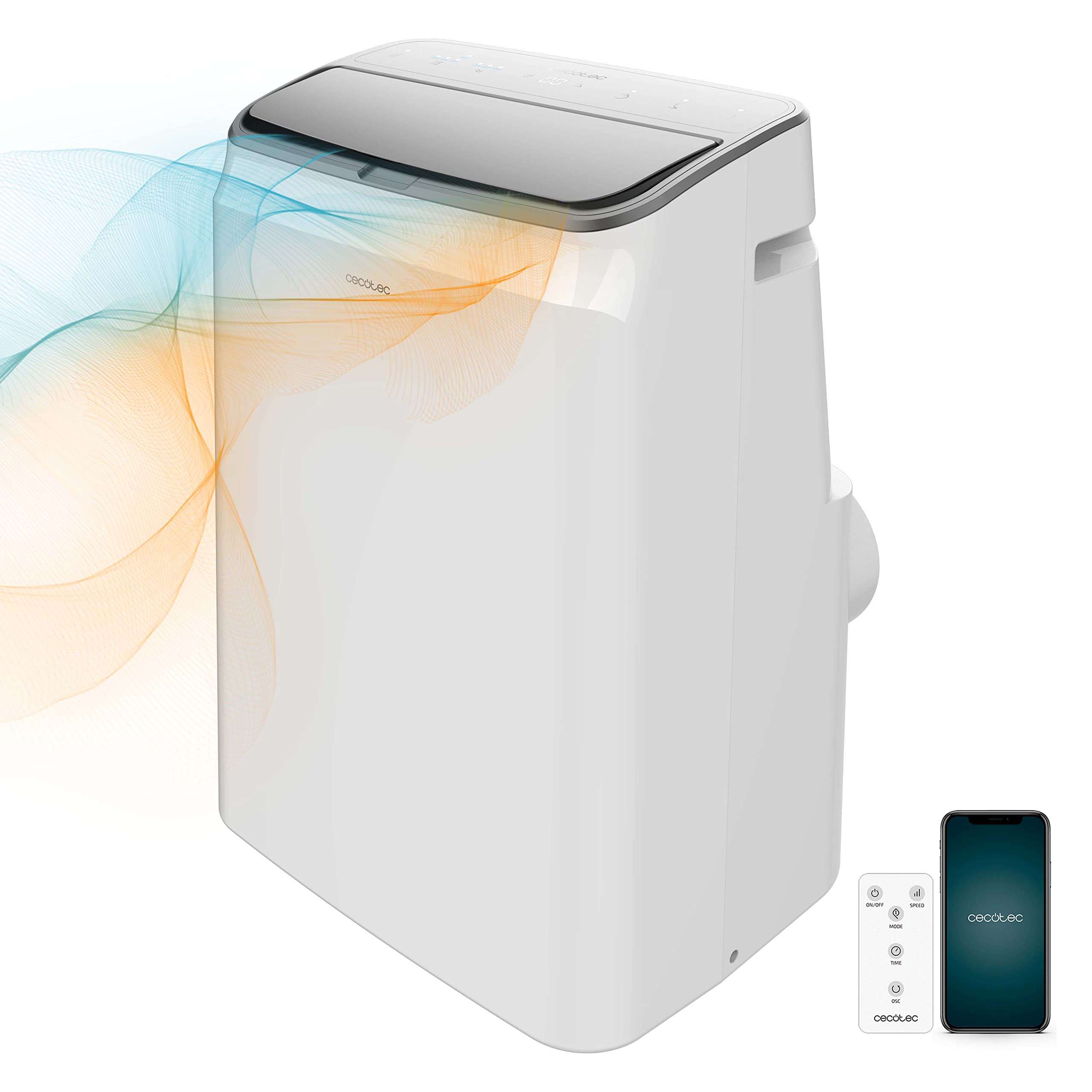 کولر گازی قابل حمل سکوتک اسپانیا  Cecotec با کنترل از راه دور، وای فای و پمپ حرارتی Force Clima 14750 Cold&Warm Connected. ۱۴۰۰۰ BTU، نمایشگر LED، ۵ حالت، پوشش ۲۸ متر مربع